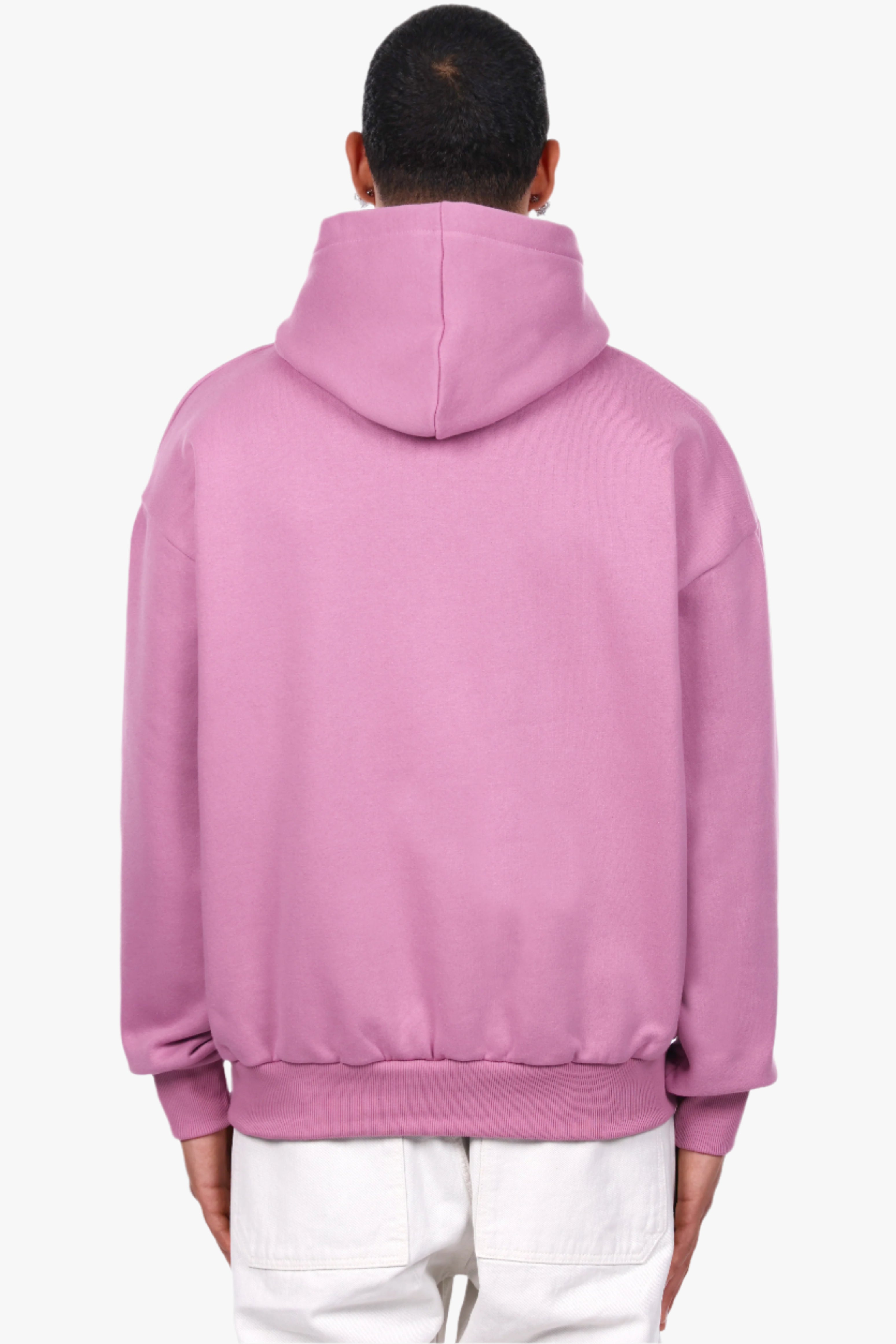 HEAVY OVERSIZE EMBO HOODIE DARK PINK