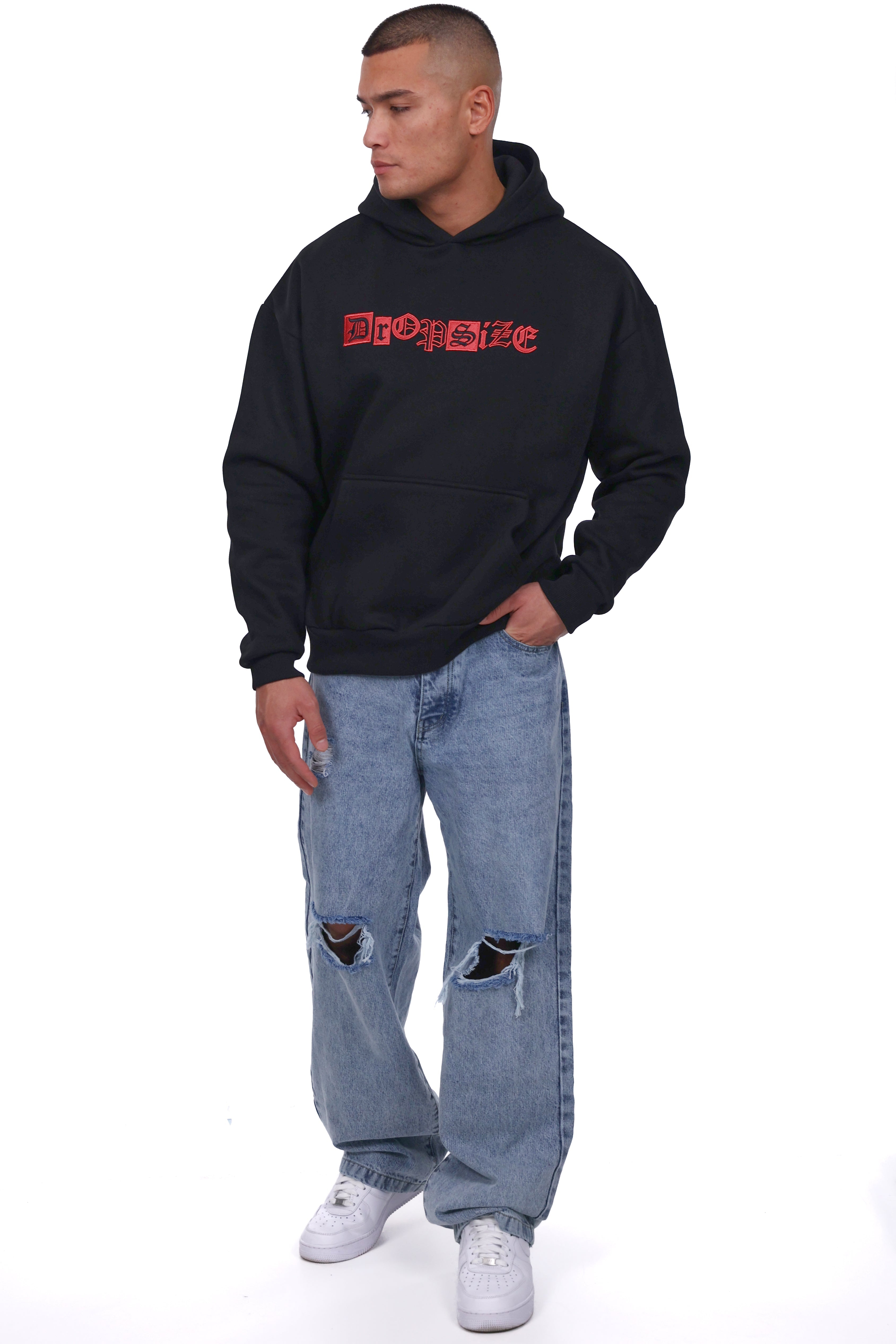 HEAVY OVERSIZE OLD LOGO HOODIE BLACK