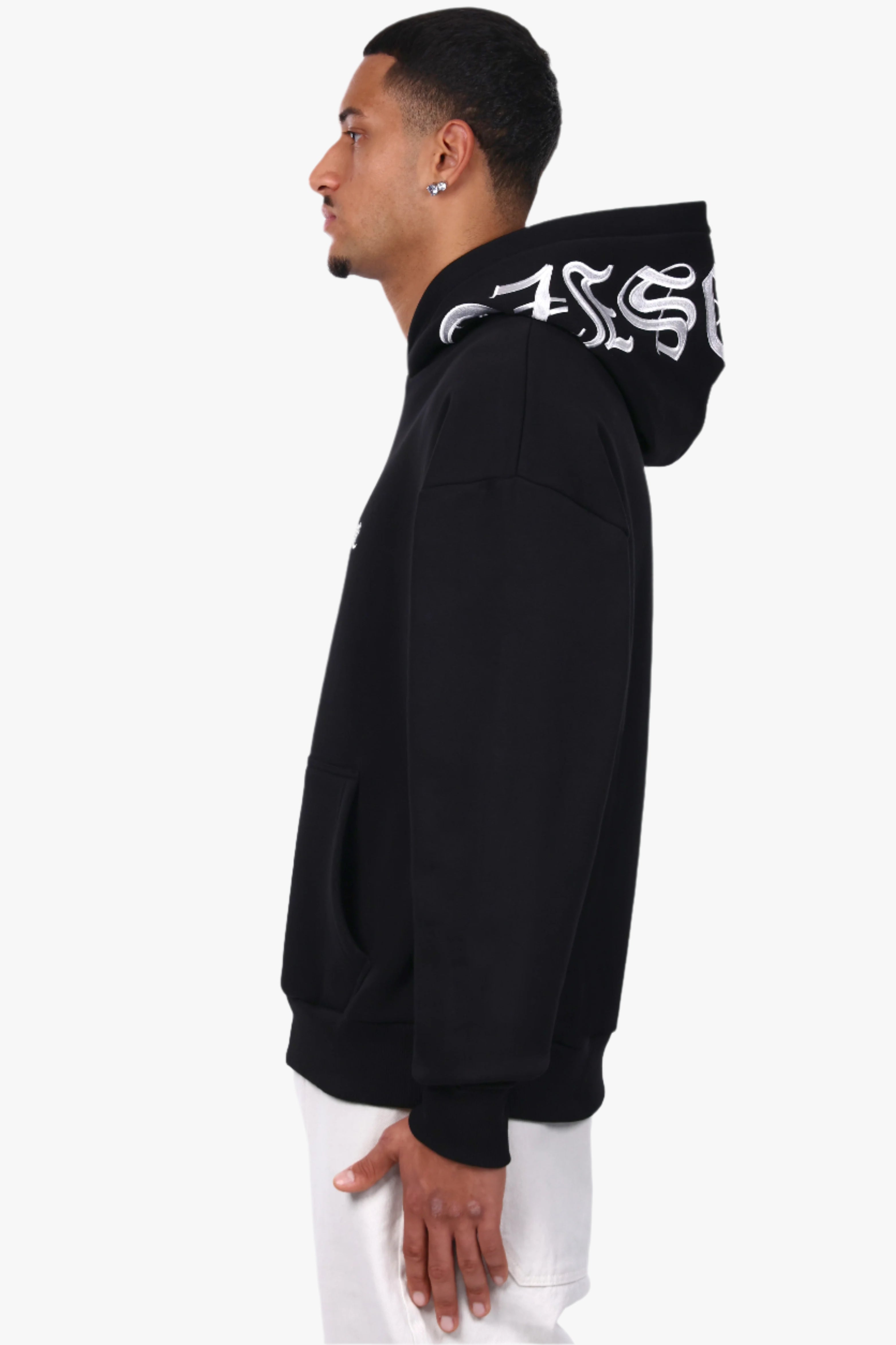 HEAVY OVERSIZE HOOD EMBO HOODIE BLACK
