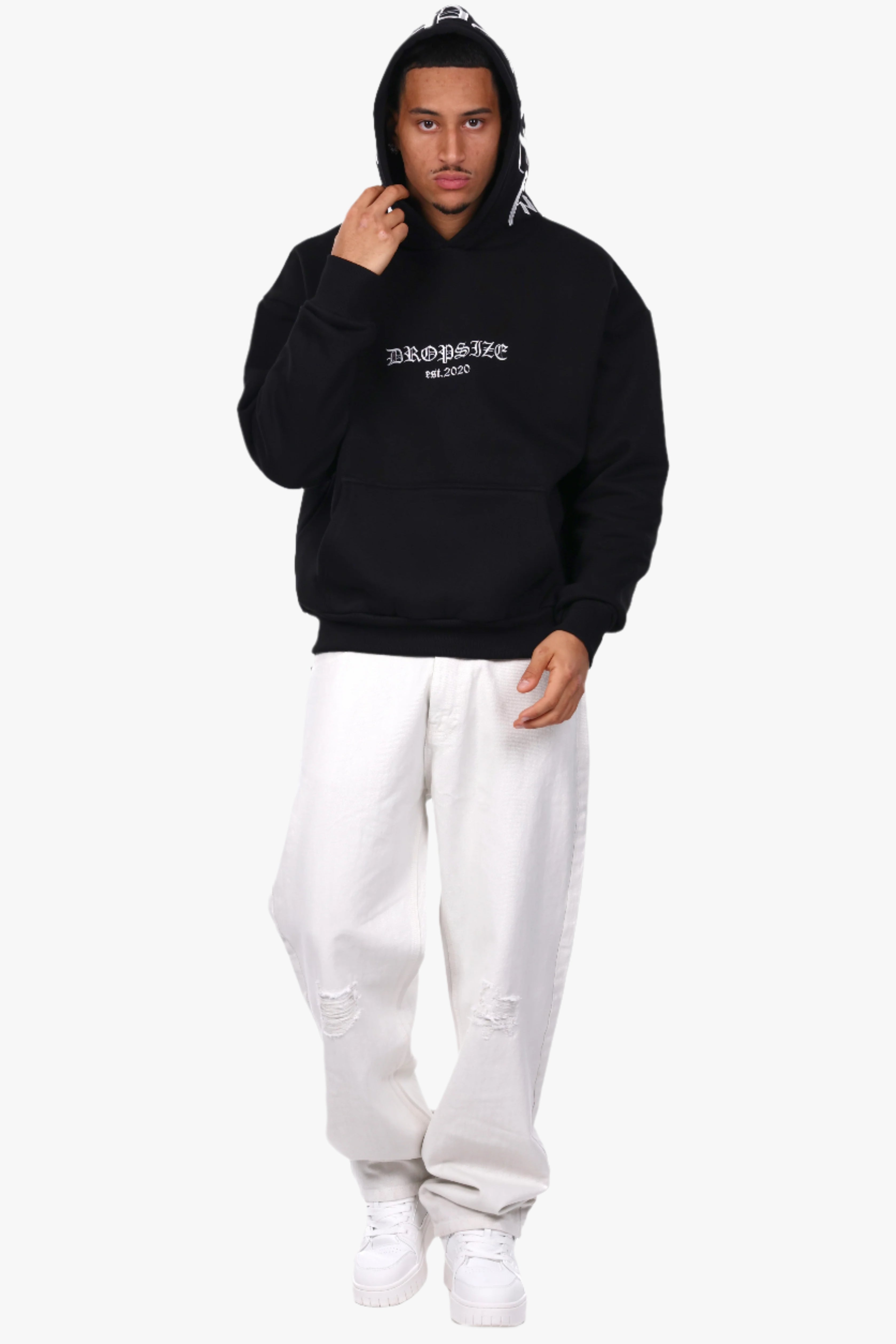 HEAVY OVERSIZE HOOD EMBO HOODIE BLACK