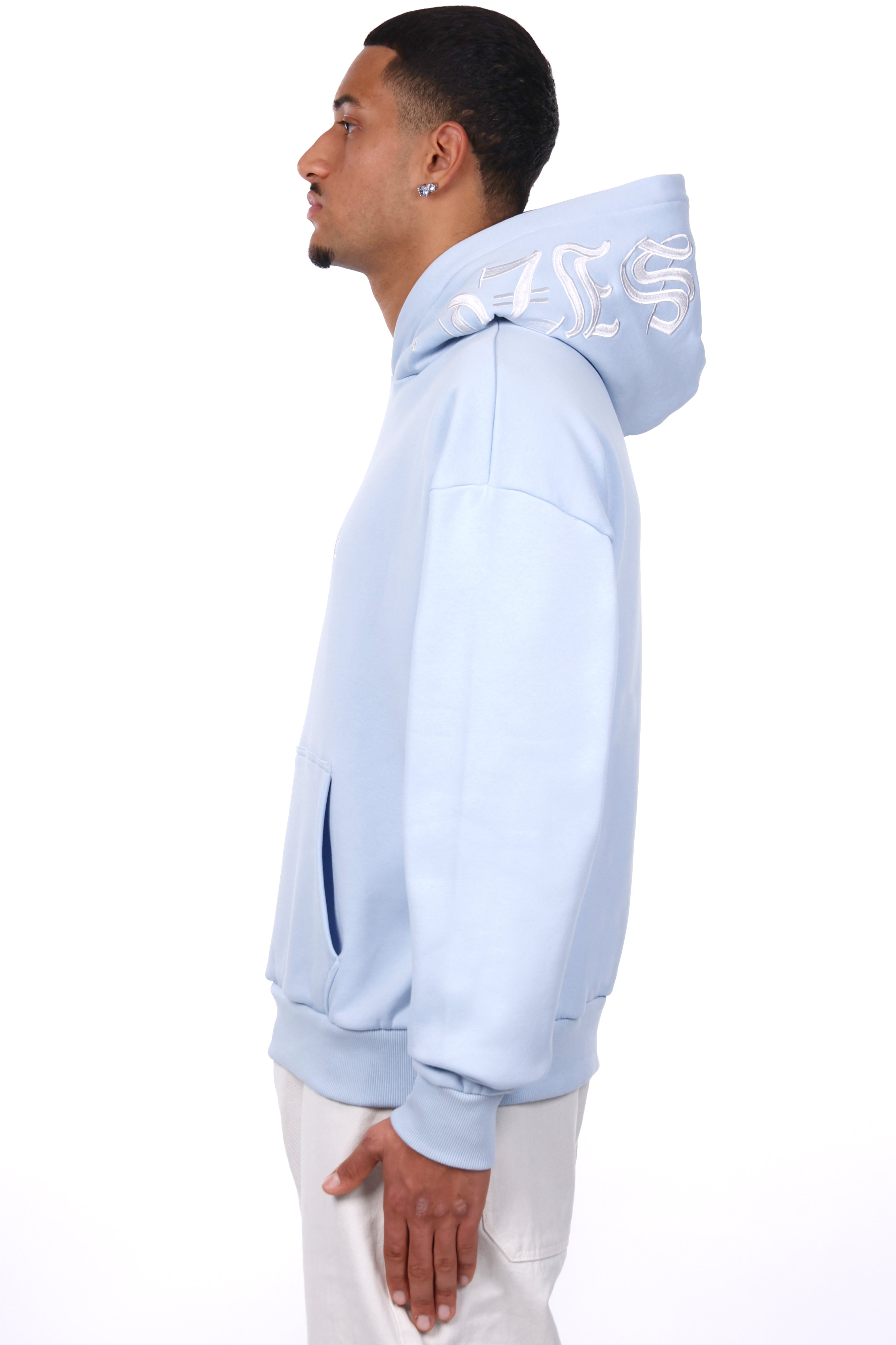 HEAVY OVERSIZE HOOD EMBO HOODIE BABY BLUE