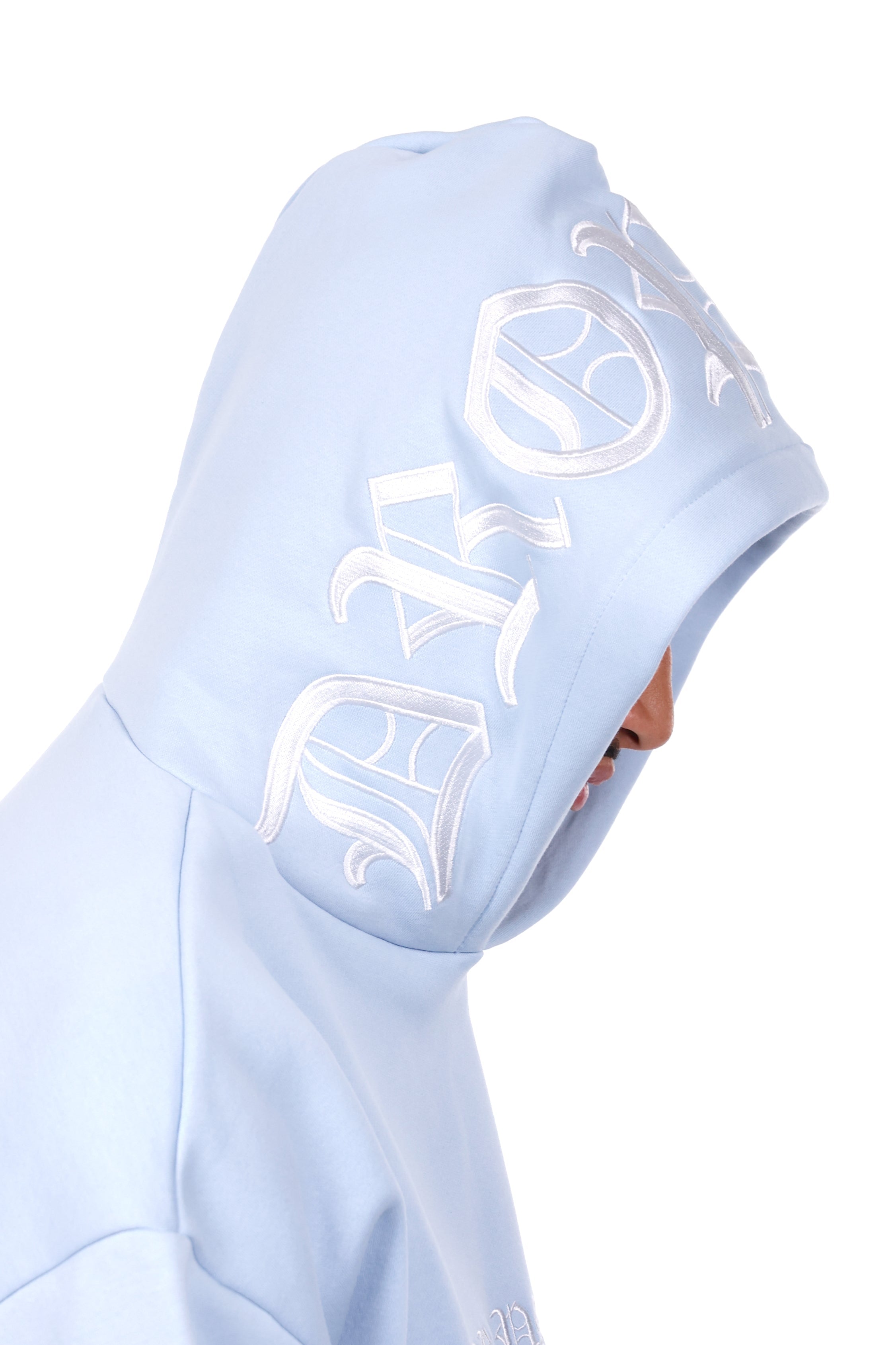 HEAVY OVERSIZE HOOD EMBO HOODIE BABY BLUE