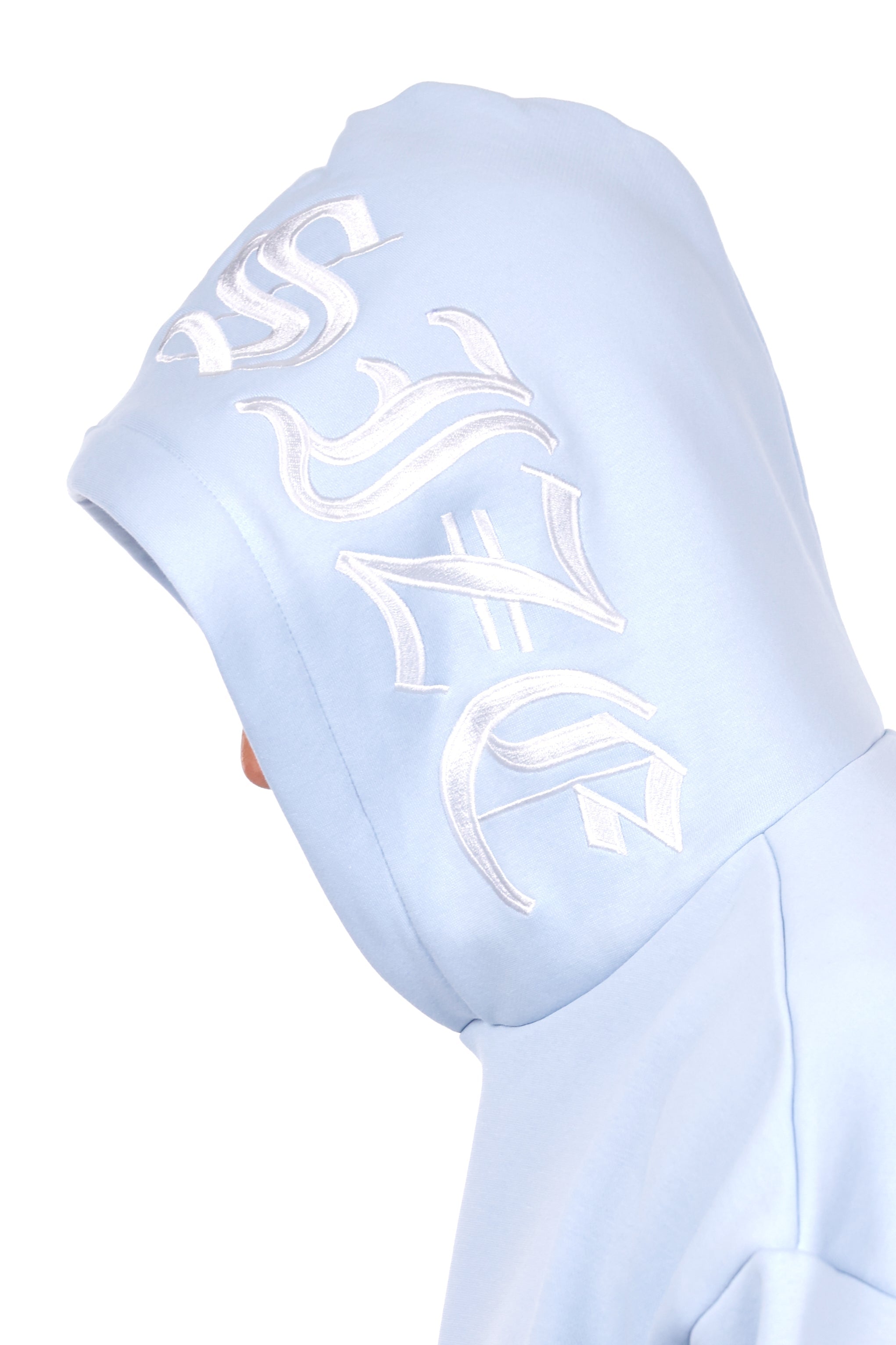 HEAVY OVERSIZE HOOD EMBO HOODIE BABY BLUE