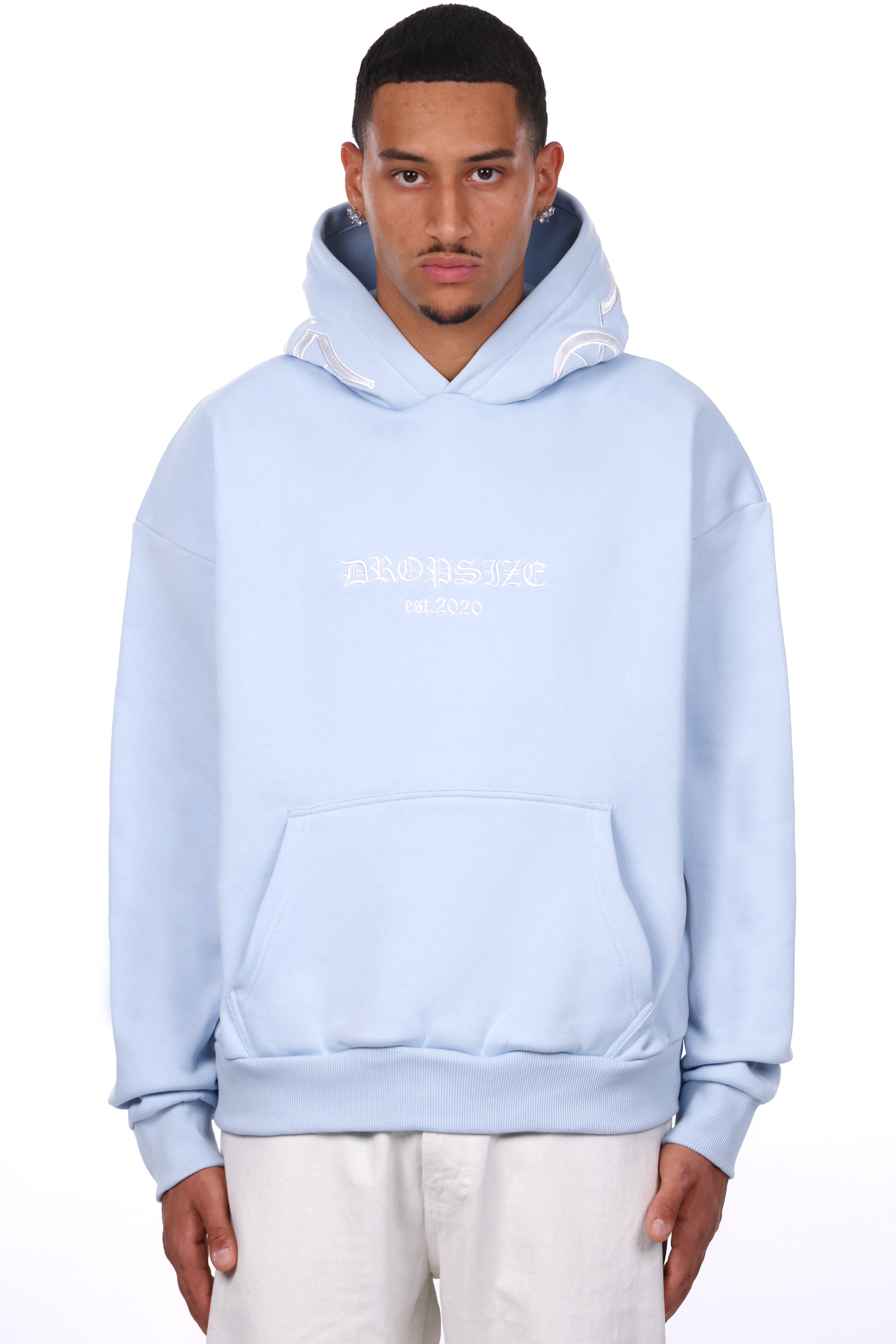 HEAVY OVERSIZE HOOD EMBO HOODIE BABY BLUE