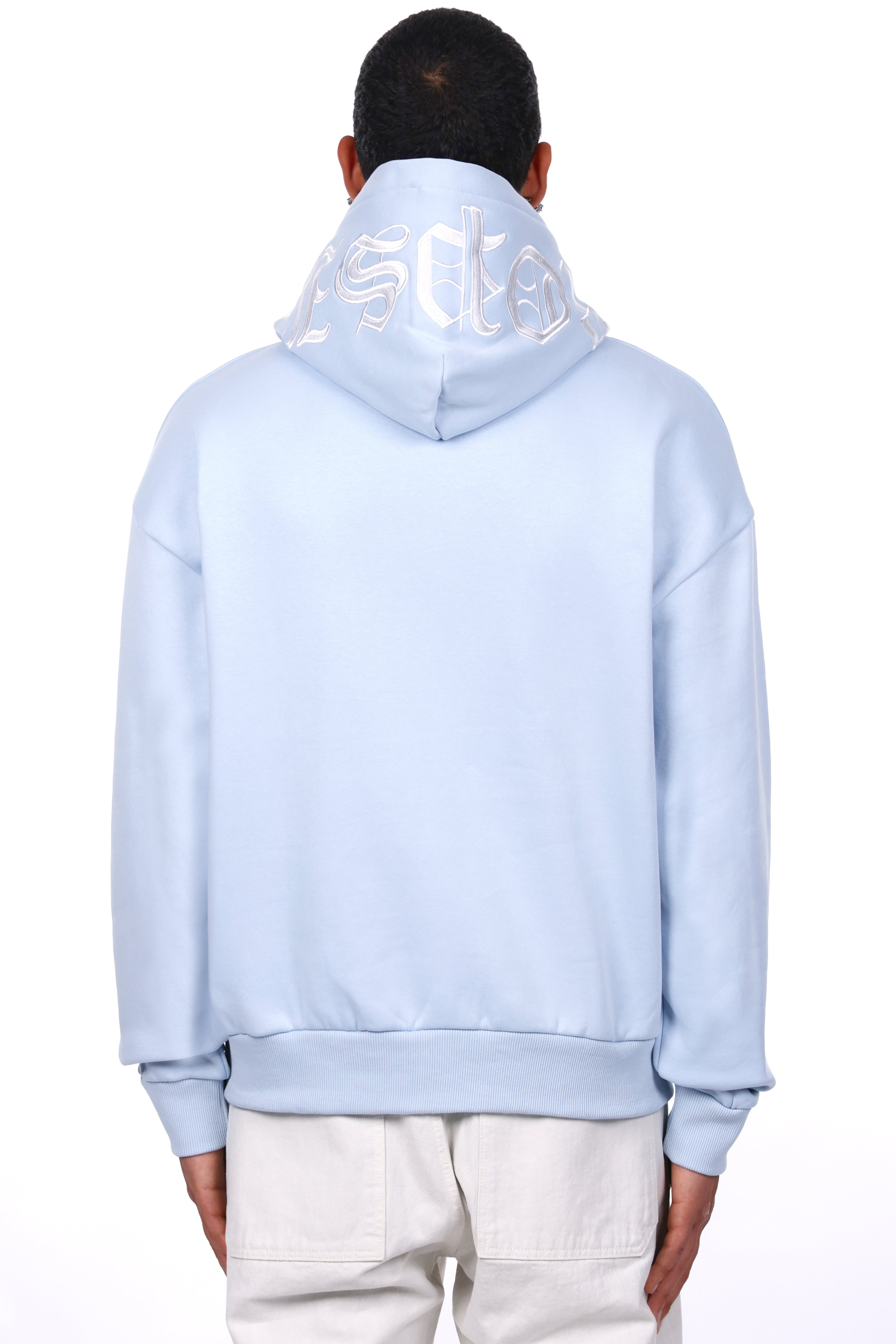 HEAVY OVERSIZE HOOD EMBO HOODIE BABY BLUE