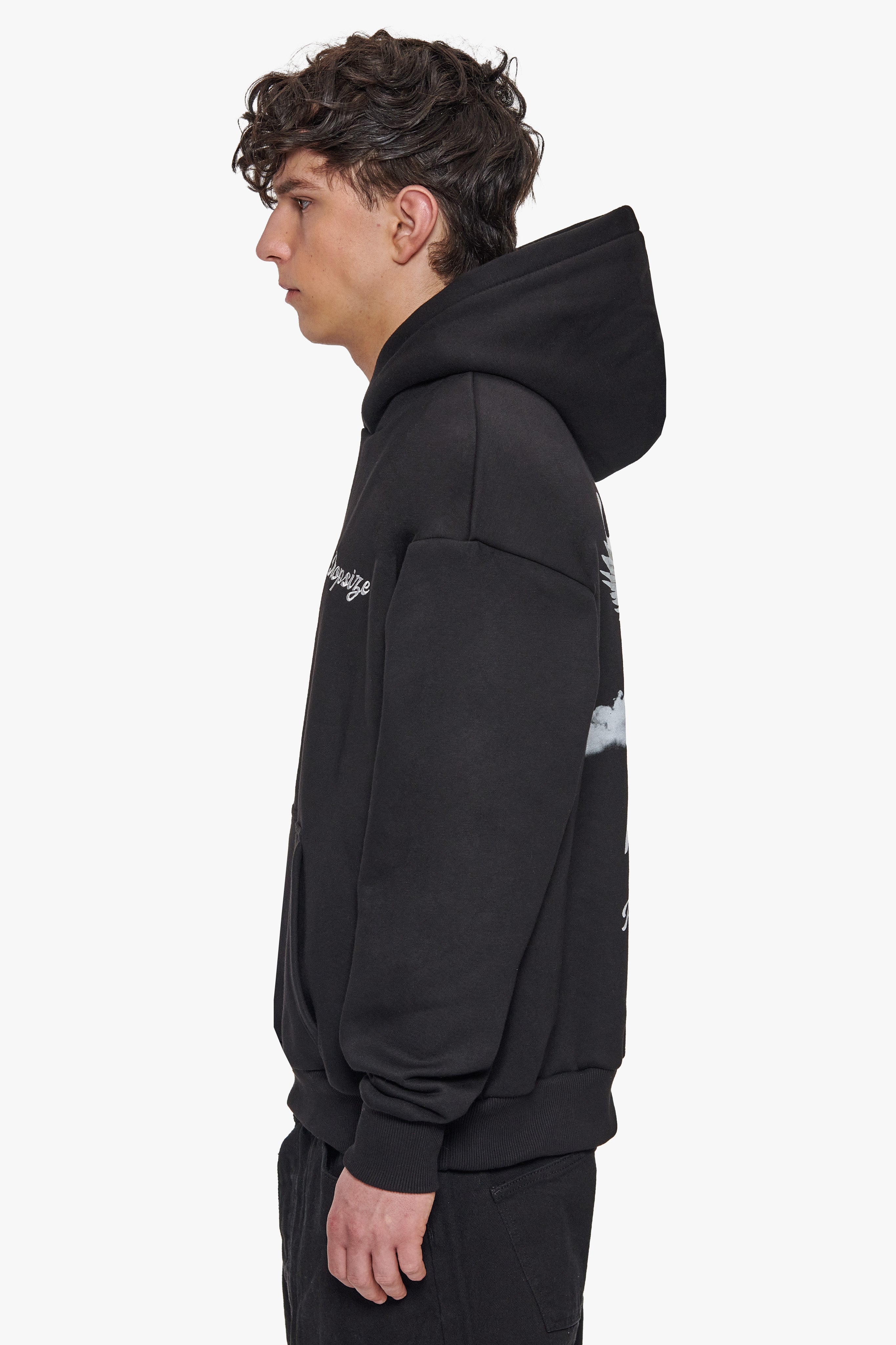 HEAVY OVERSIZE FLYING ANGEL HOODIE BLACK