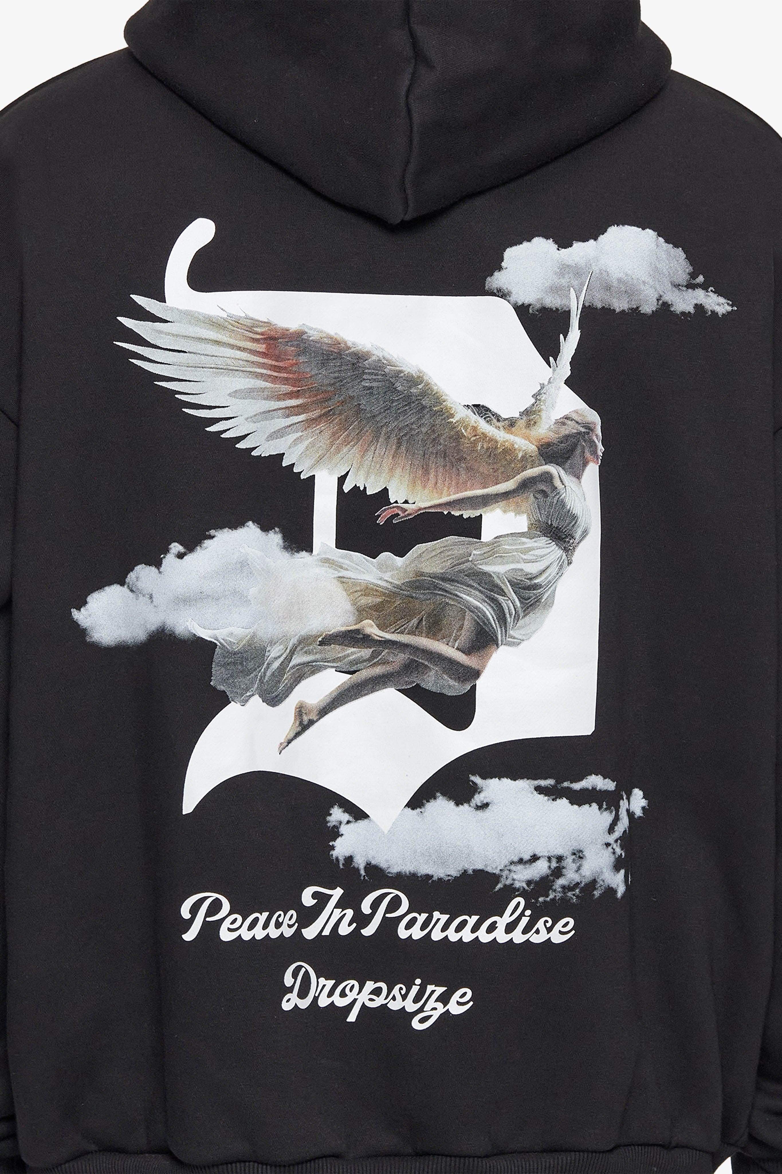 HEAVY OVERSIZE FLYING ANGEL HOODIE BLACK