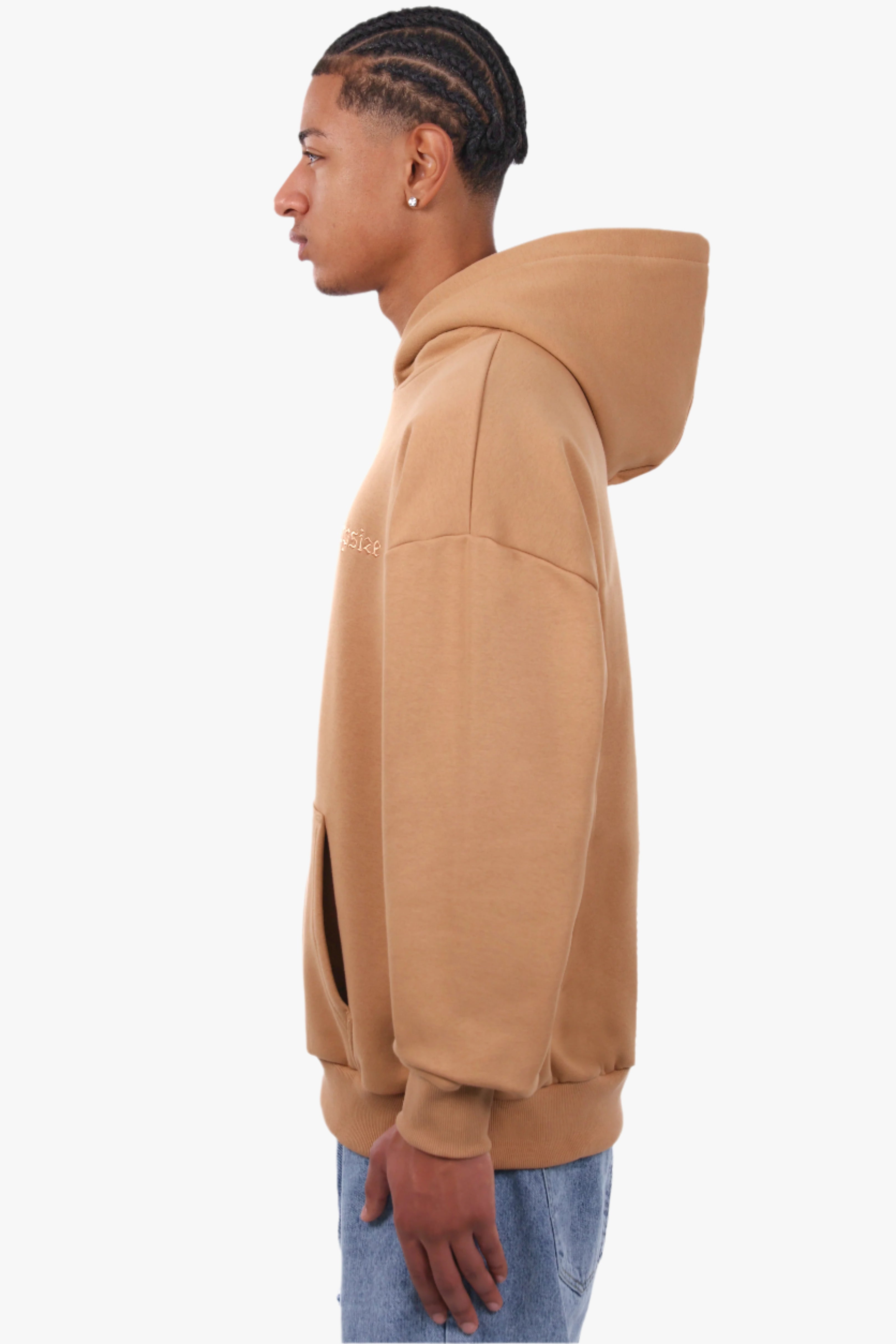 HEAVY OVERSIZE EMBO HOODIE BEIGE