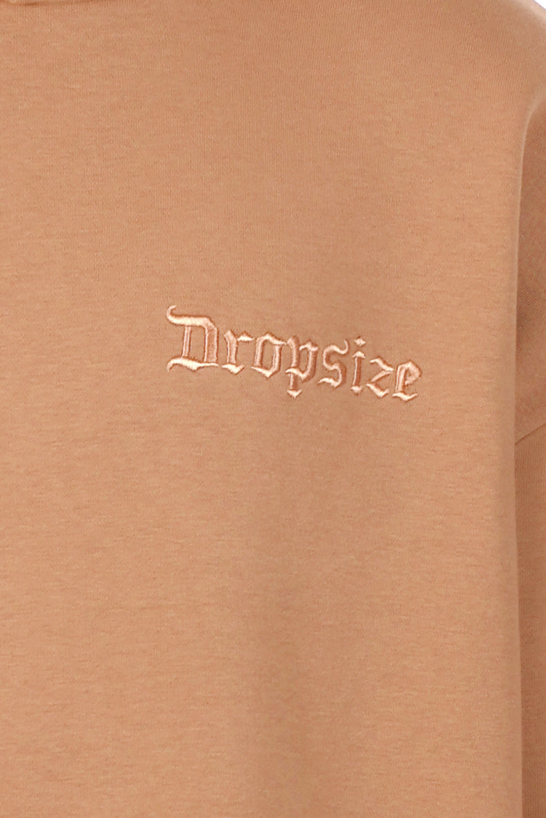 HEAVY OVERSIZE EMBO HOODIE BEIGE