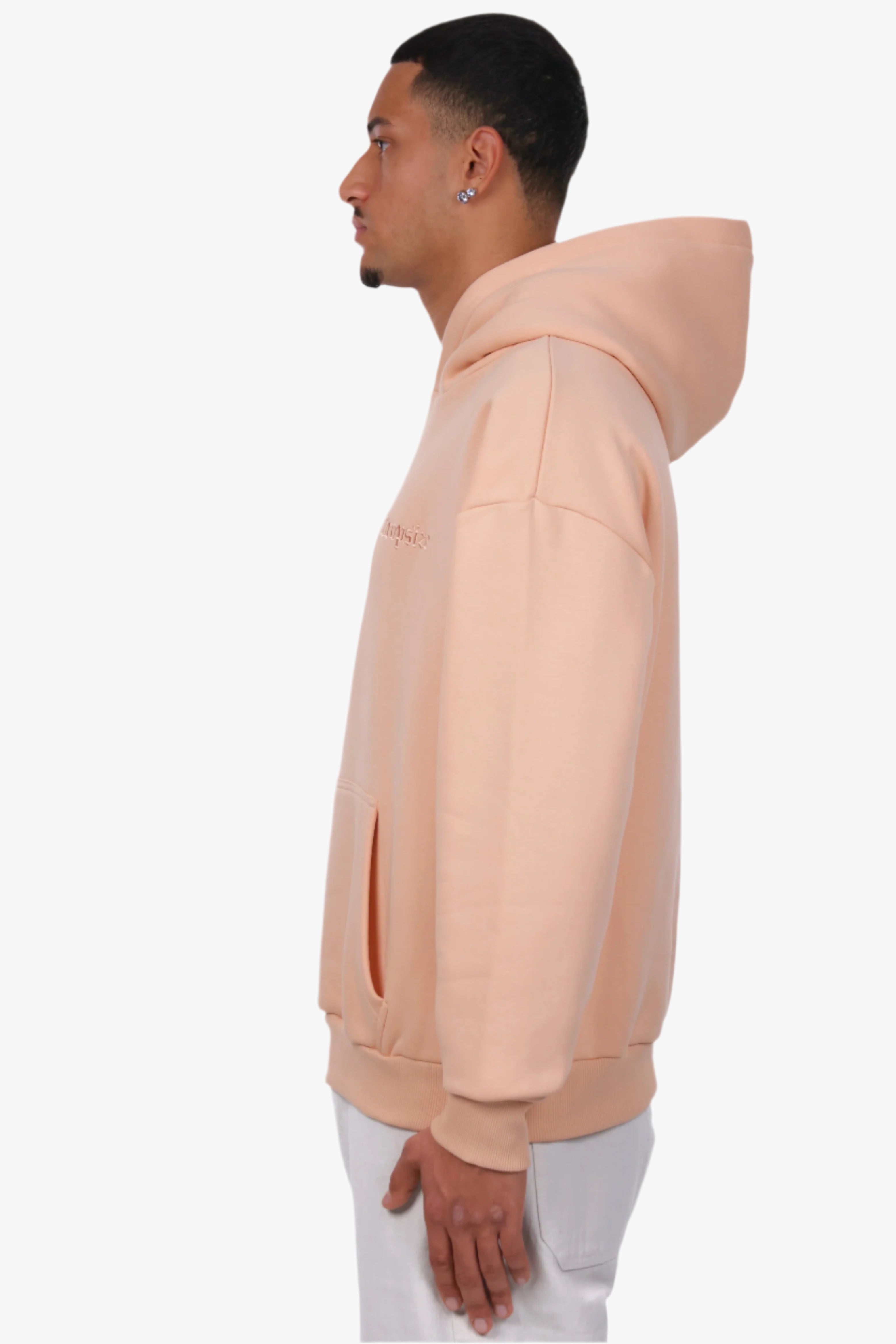 HEAVY OVERSIZE EMBO HOODIE PEACH