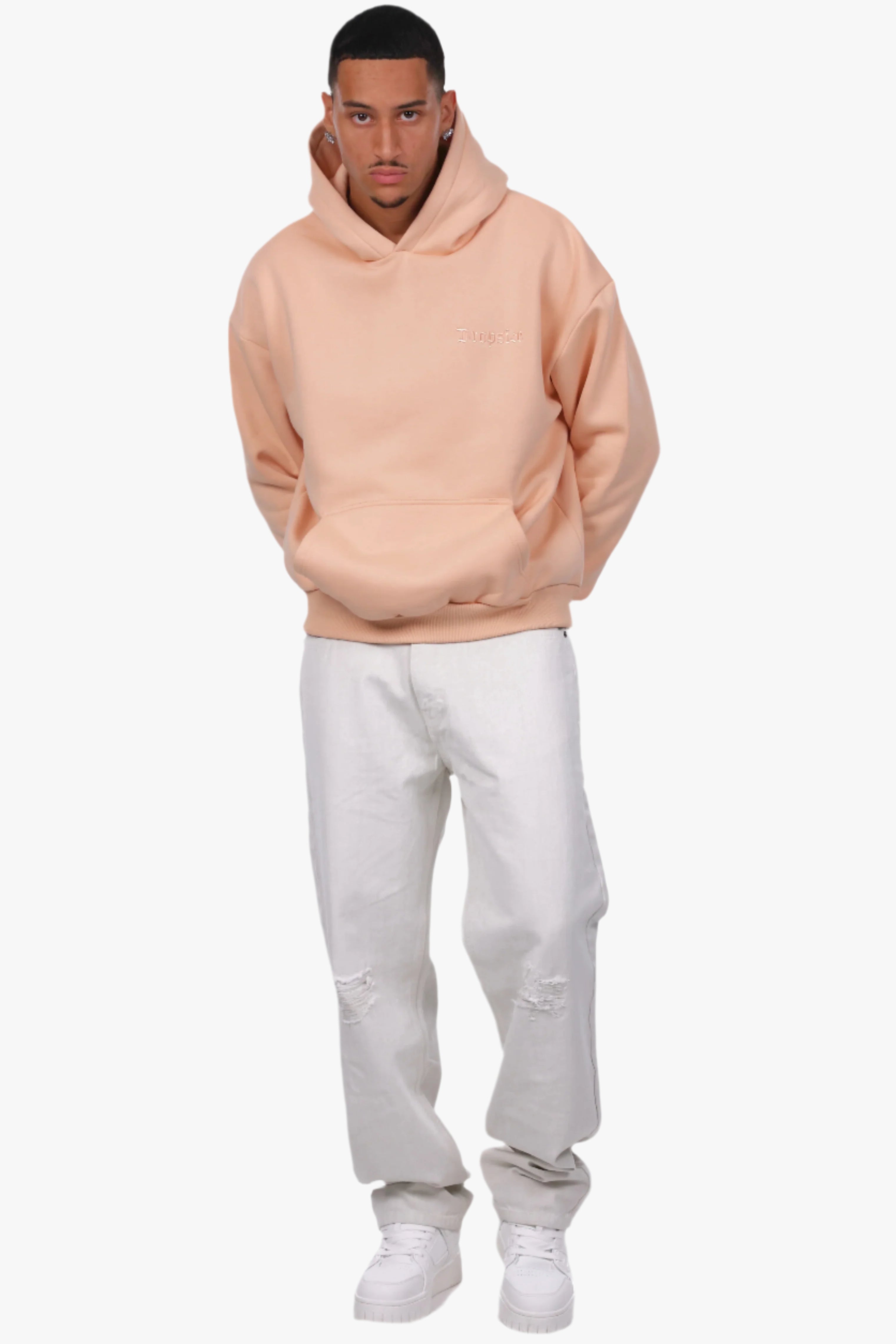 HEAVY OVERSIZE EMBO HOODIE PEACH