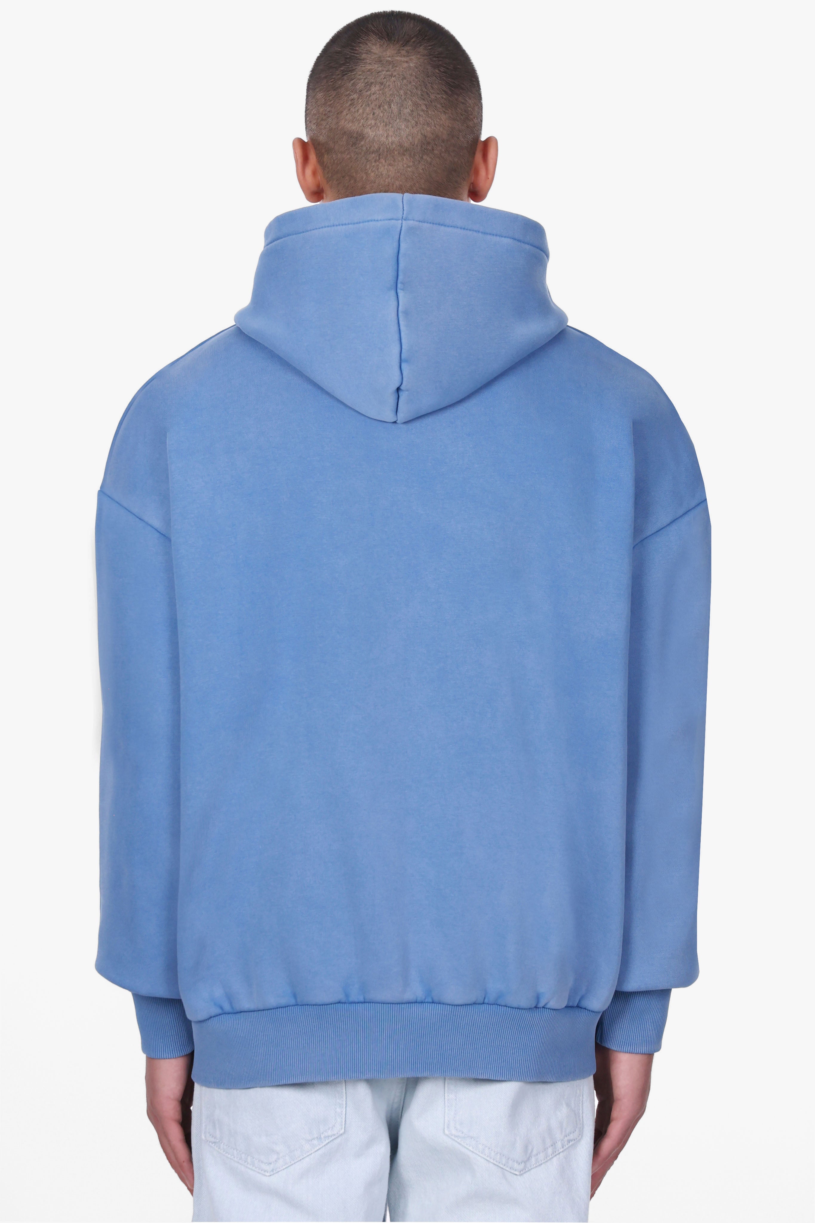 HEAVY OVERSIZE EMBO HOODIE BLUE
