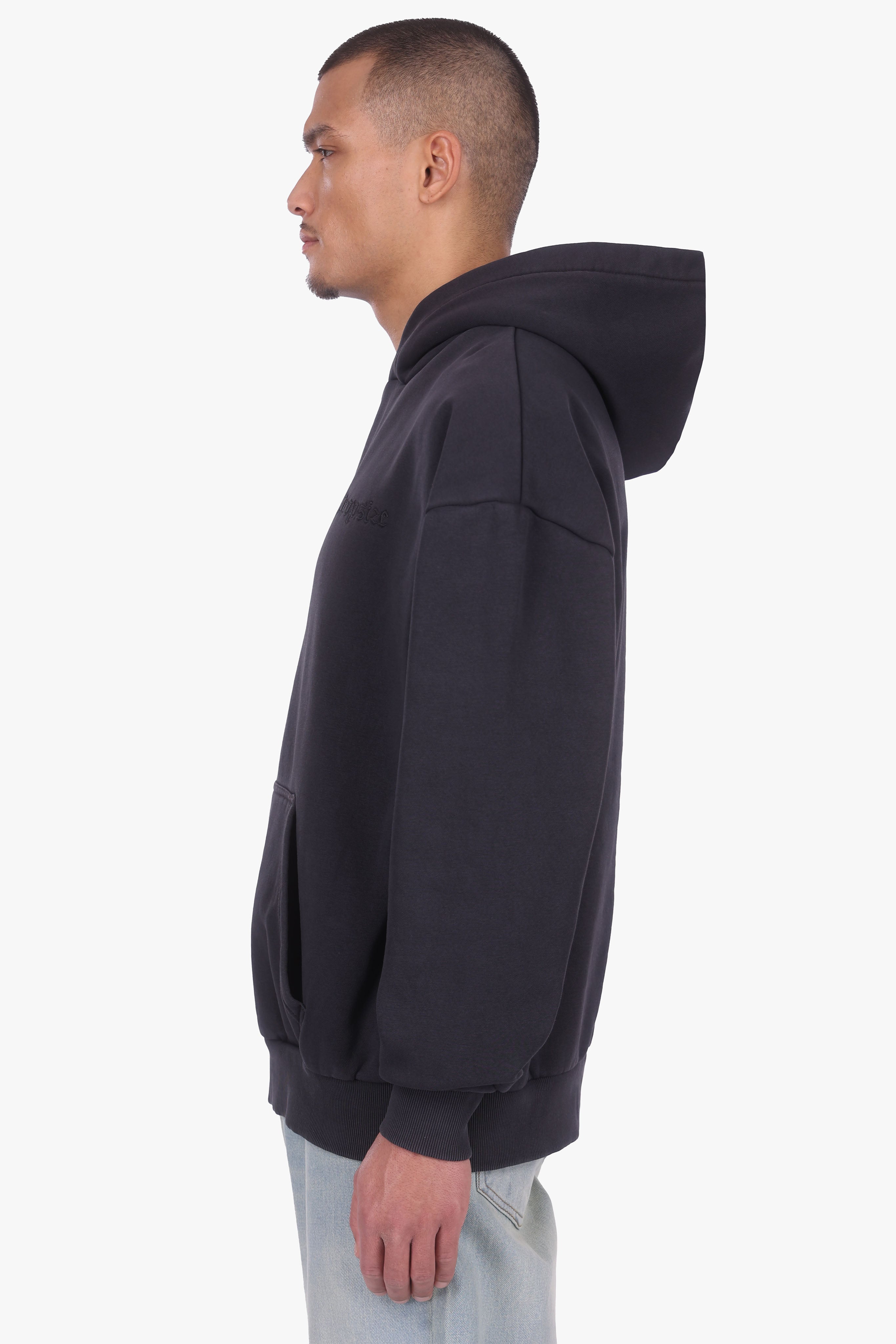 HEAVY OVERSIZE EMBO HOODIE ACID WASHED BLACK/GREEN