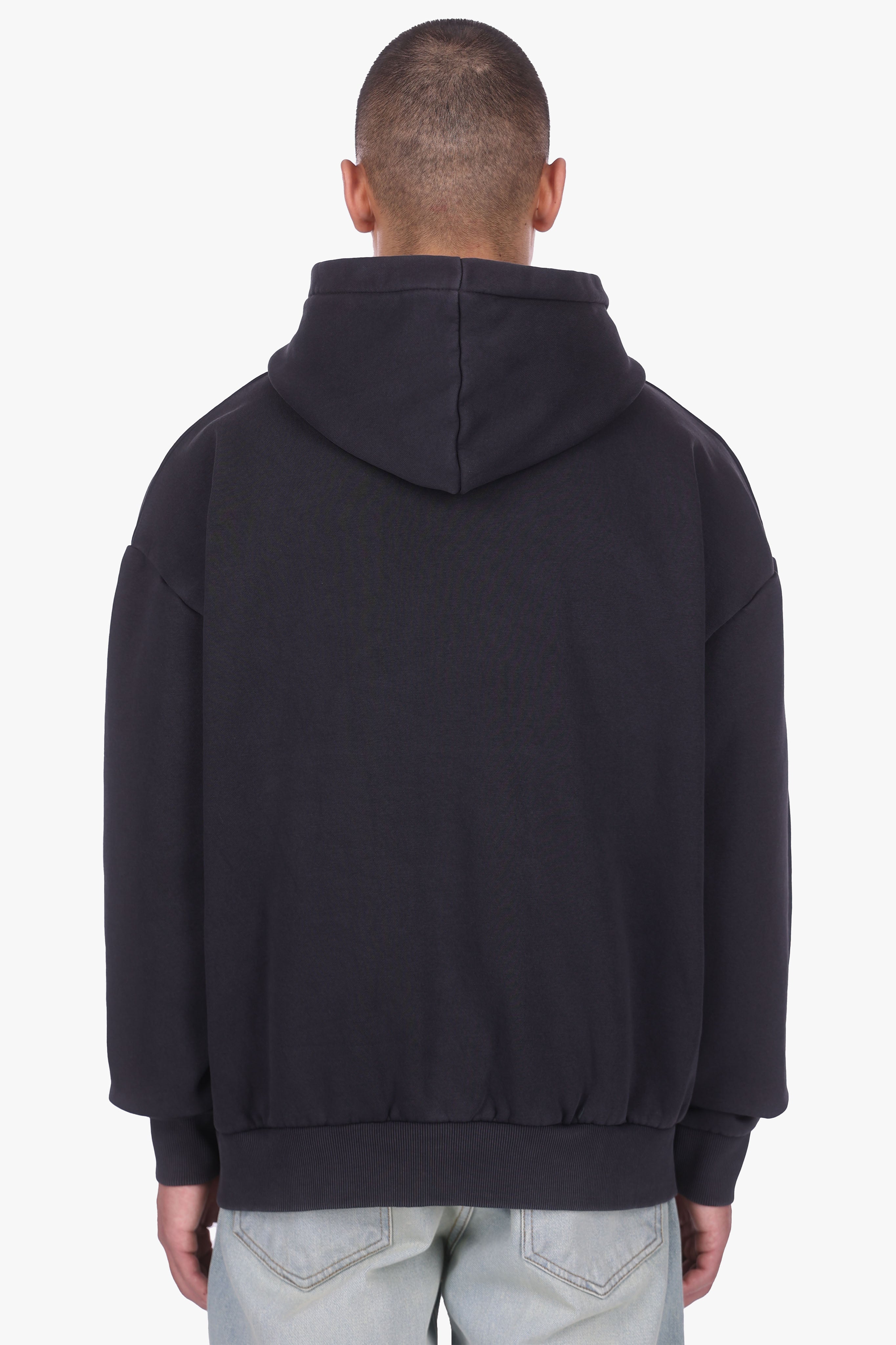 HEAVY OVERSIZE EMBO HOODIE ACID WASHED BLACK/GREEN