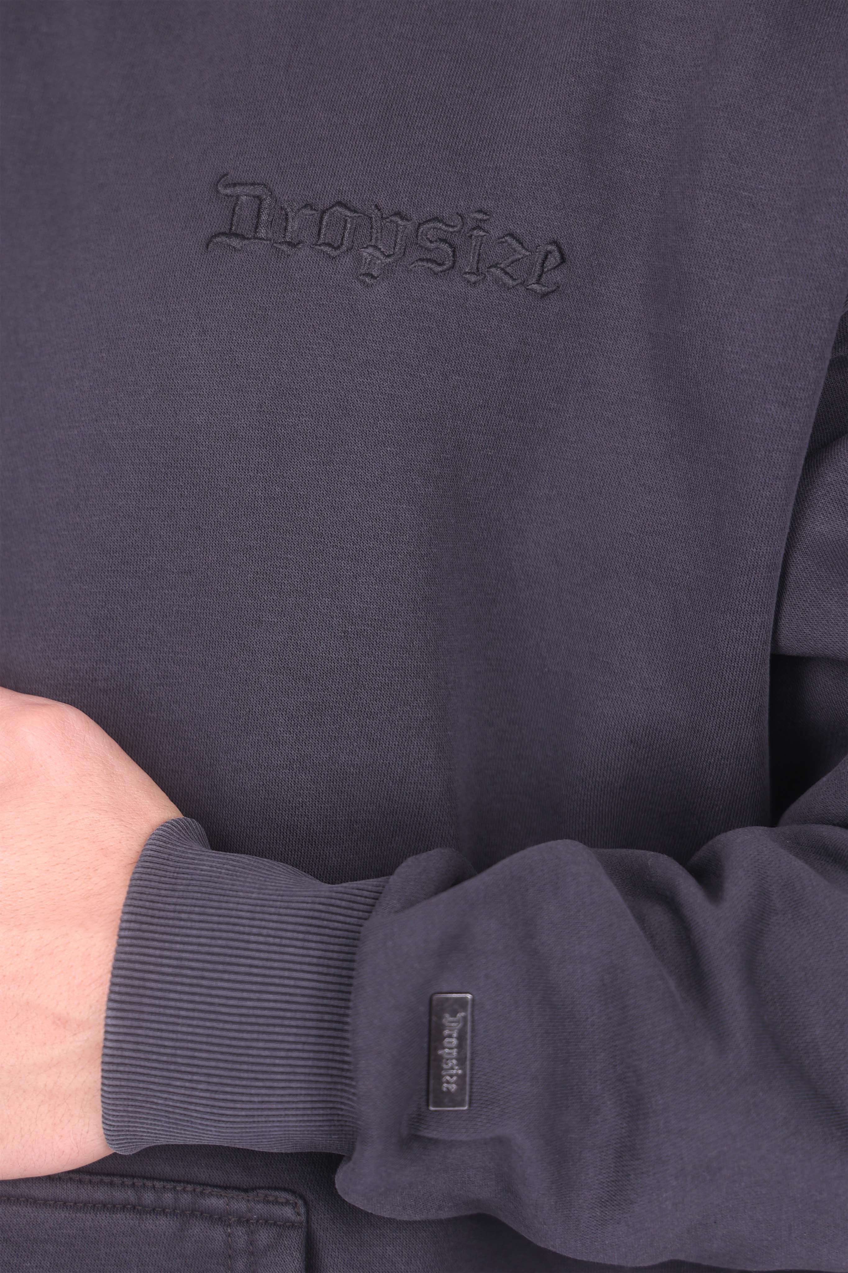 HEAVY OVERSIZE EMBO HOODIE ACID WASHED BLACK/GREEN