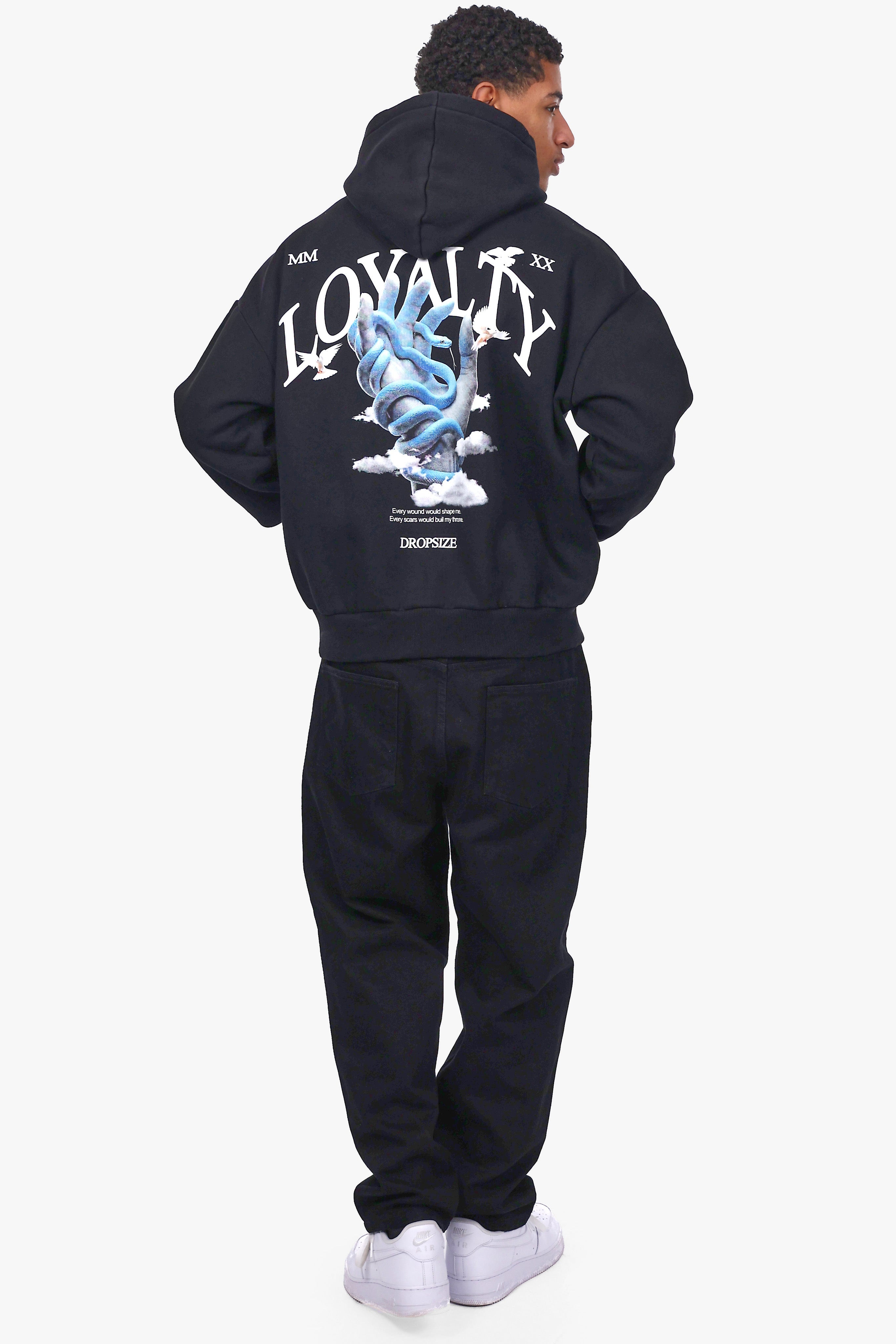 HEAVY OVERSIZE SNAKE HAND HOODIE BLACK