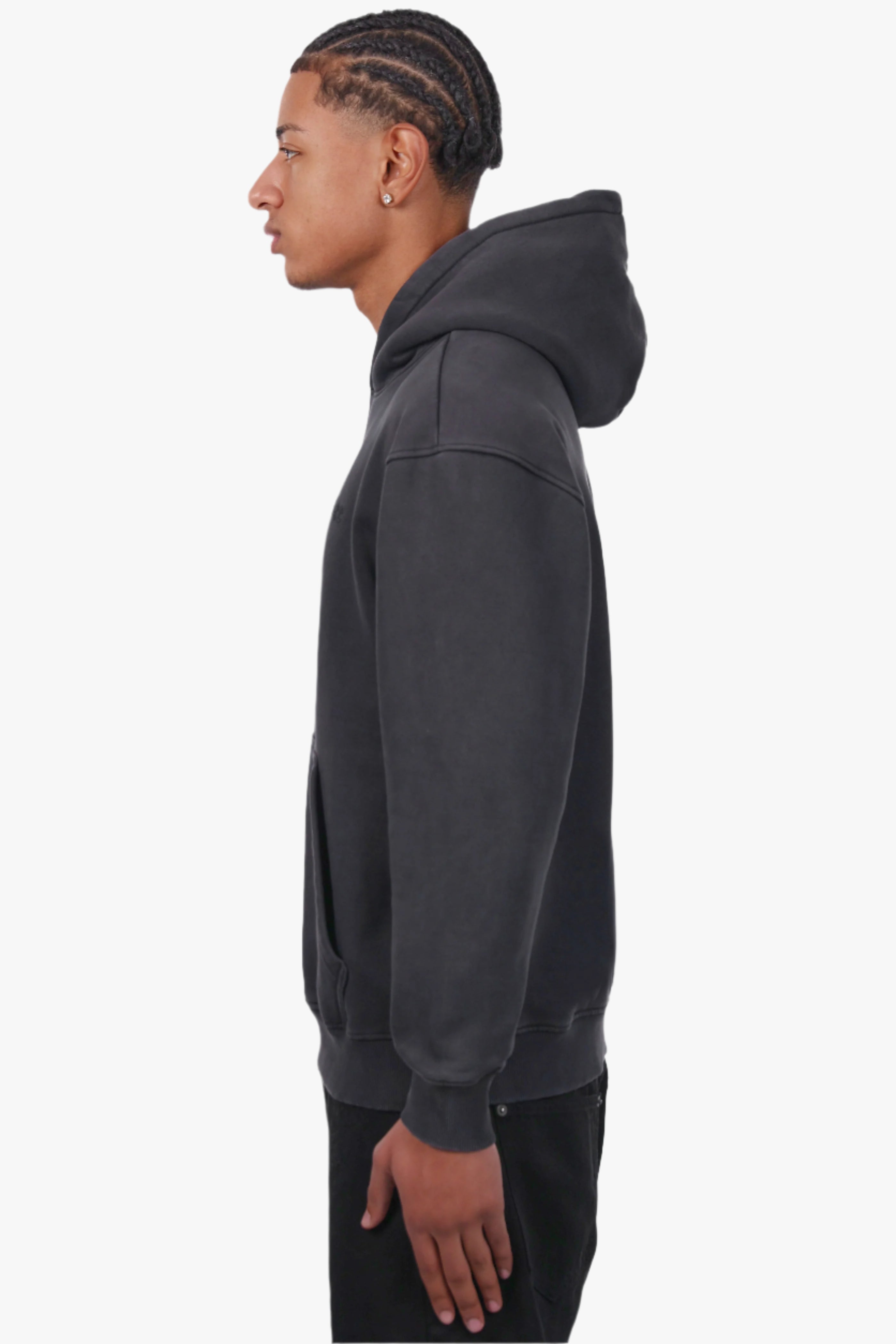 REGULAR FIT HOODIE ACID BLACK