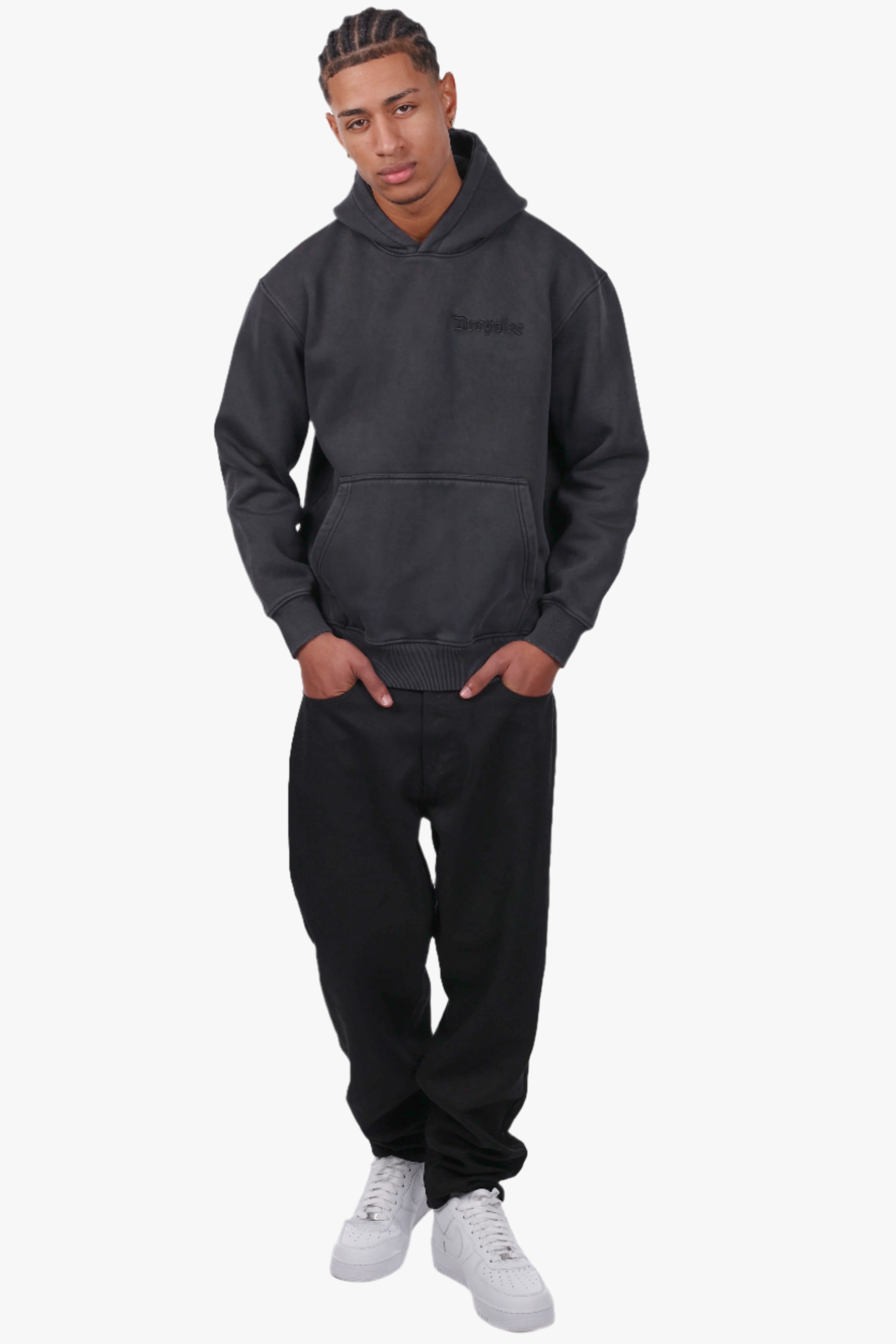 REGULAR FIT HOODIE ACID BLACK