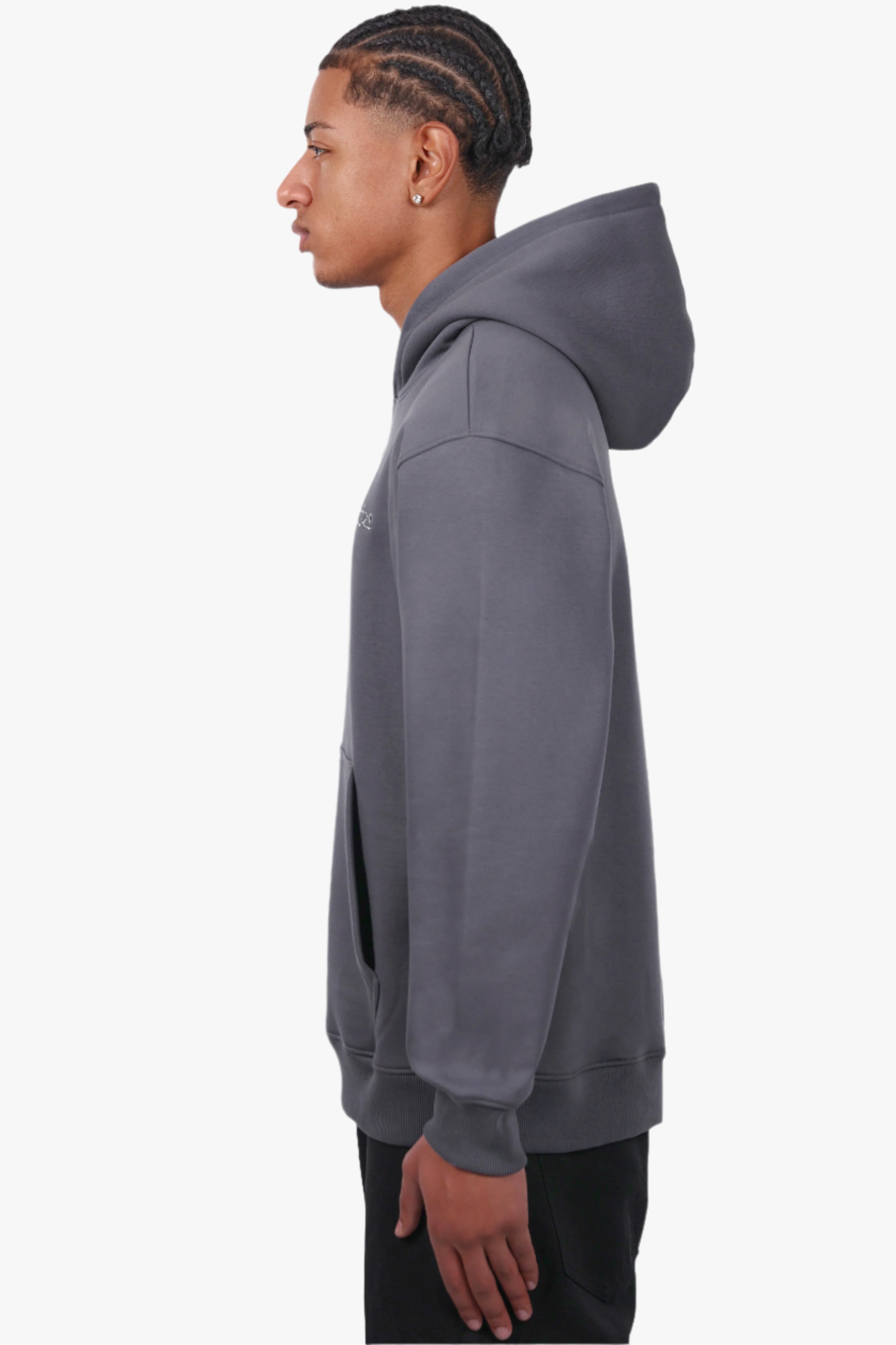 REGULAR FIT HOODIE STEEL GREY
