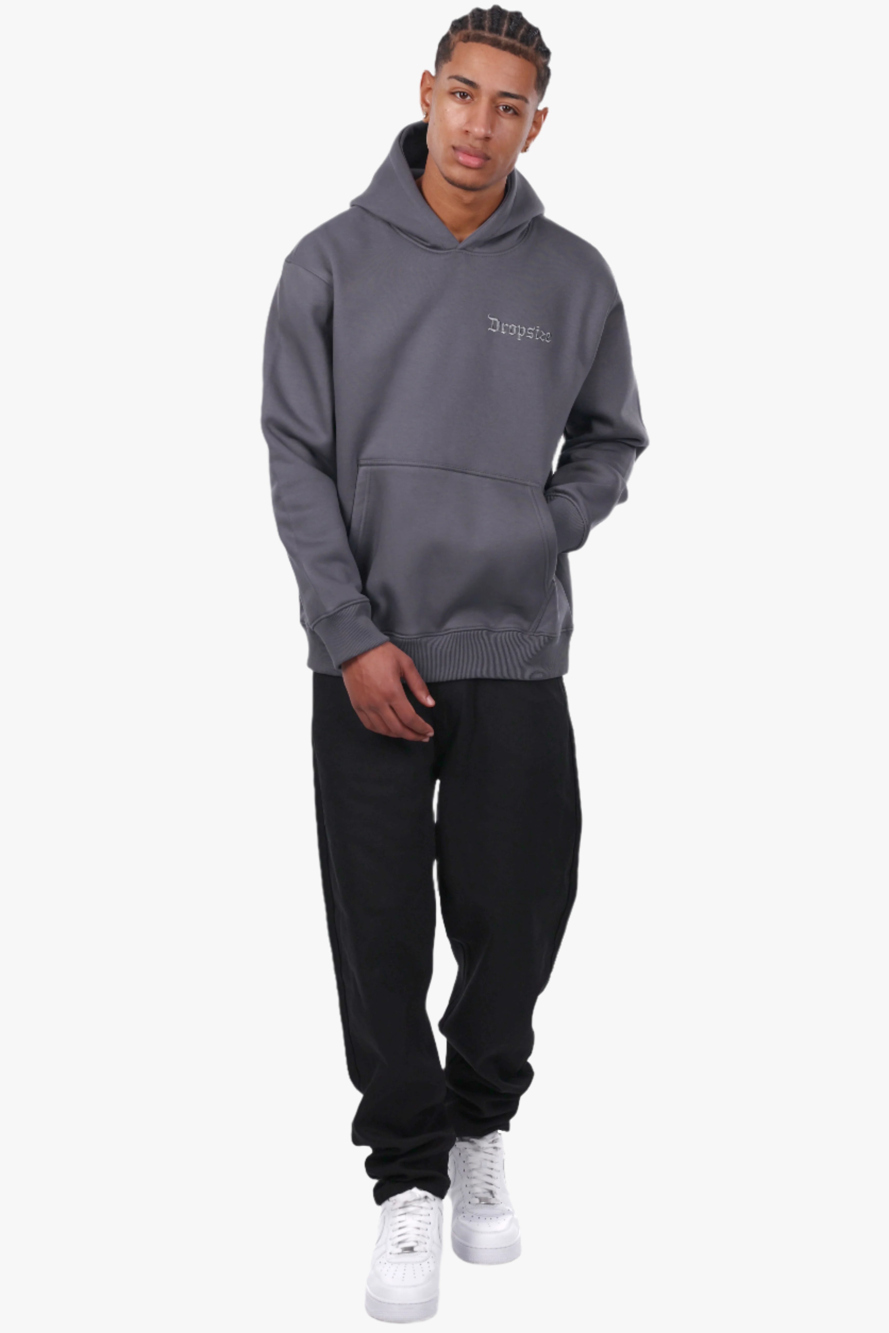 REGULAR FIT HOODIE STEEL GREY