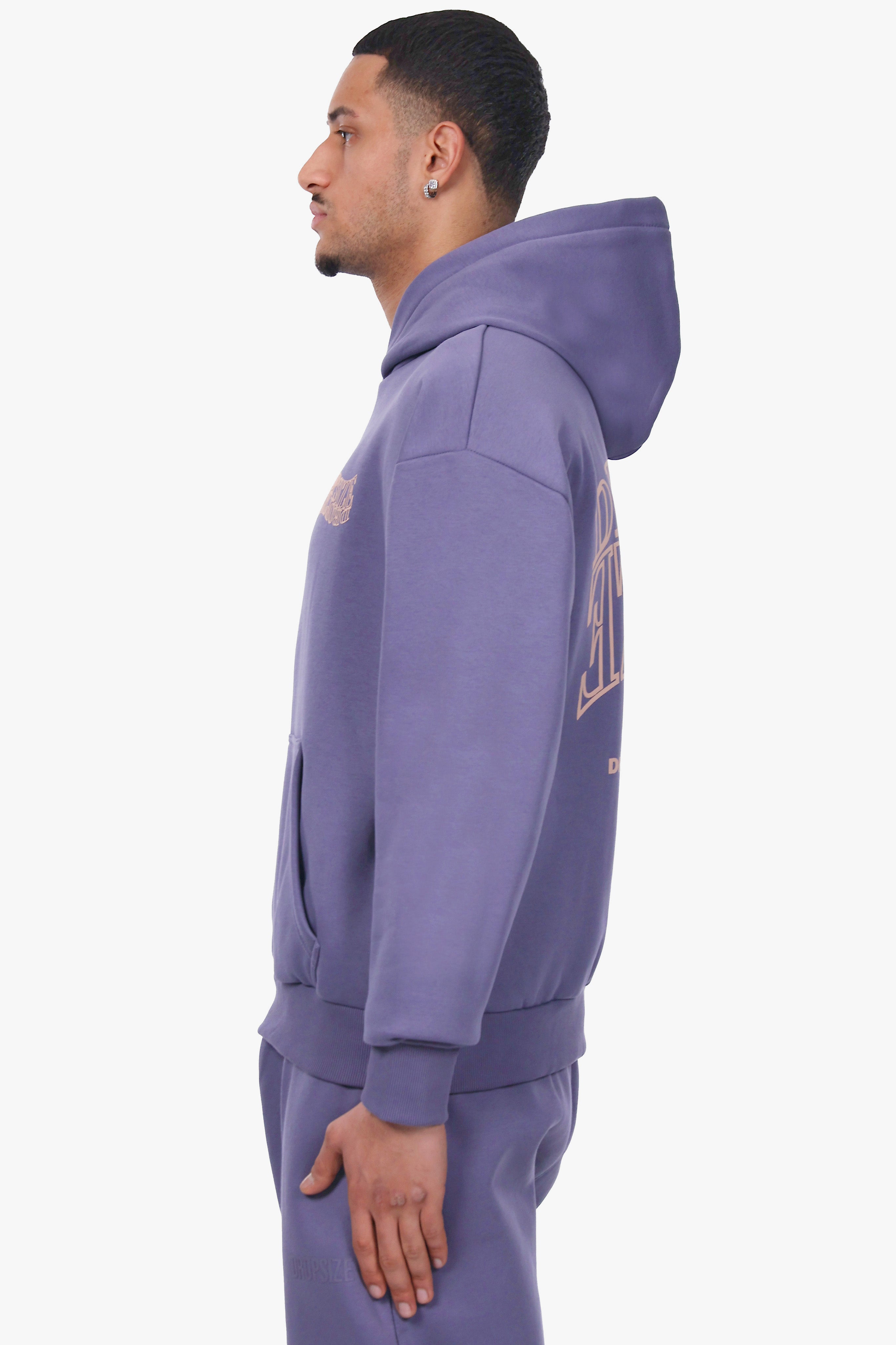 HEAVY OVERSIZE MIRRORED LOGO HOODIE BLUE GRANITE