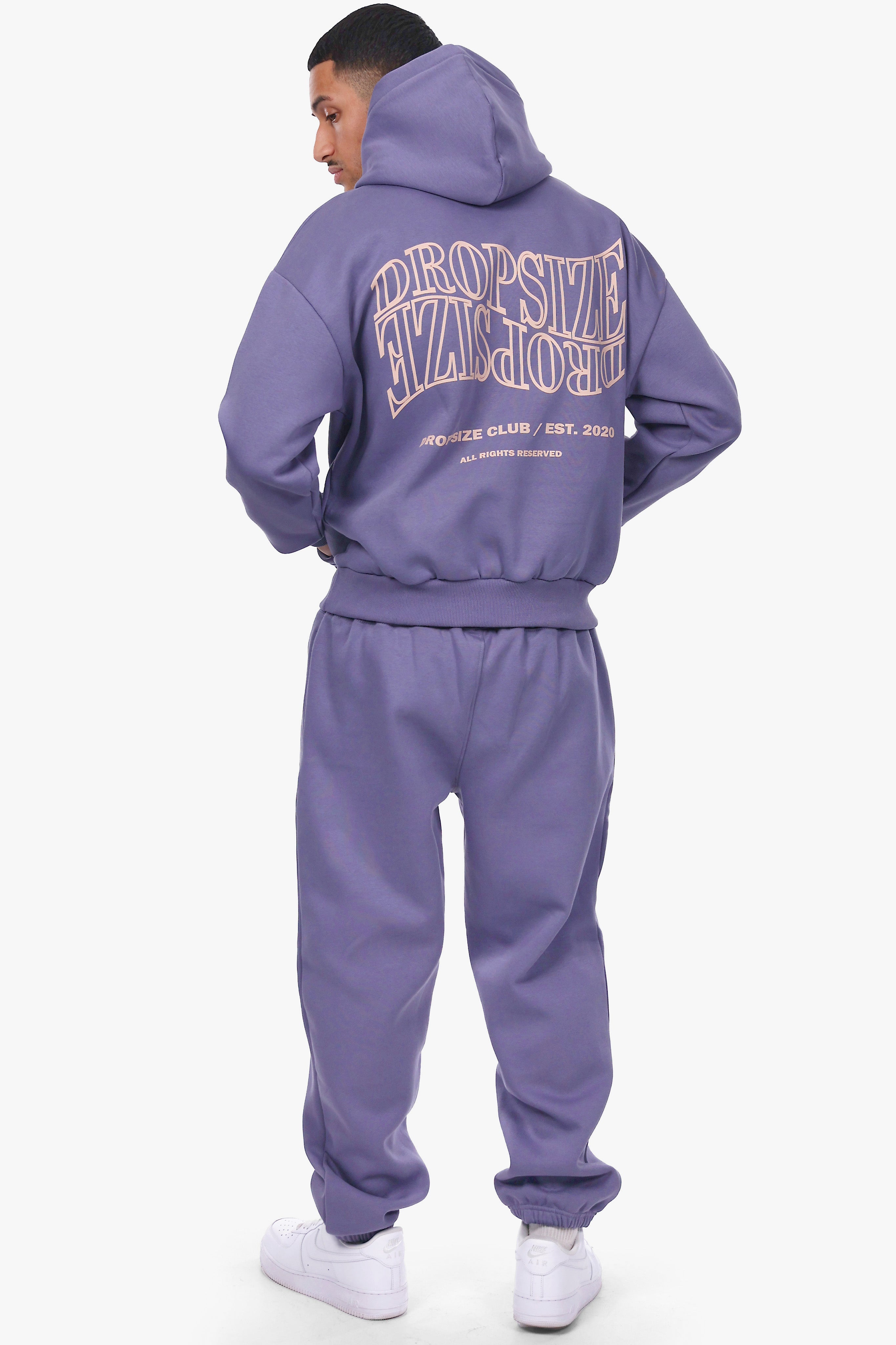 HEAVY OVERSIZE MIRRORED LOGO HOODIE BLUE GRANITE