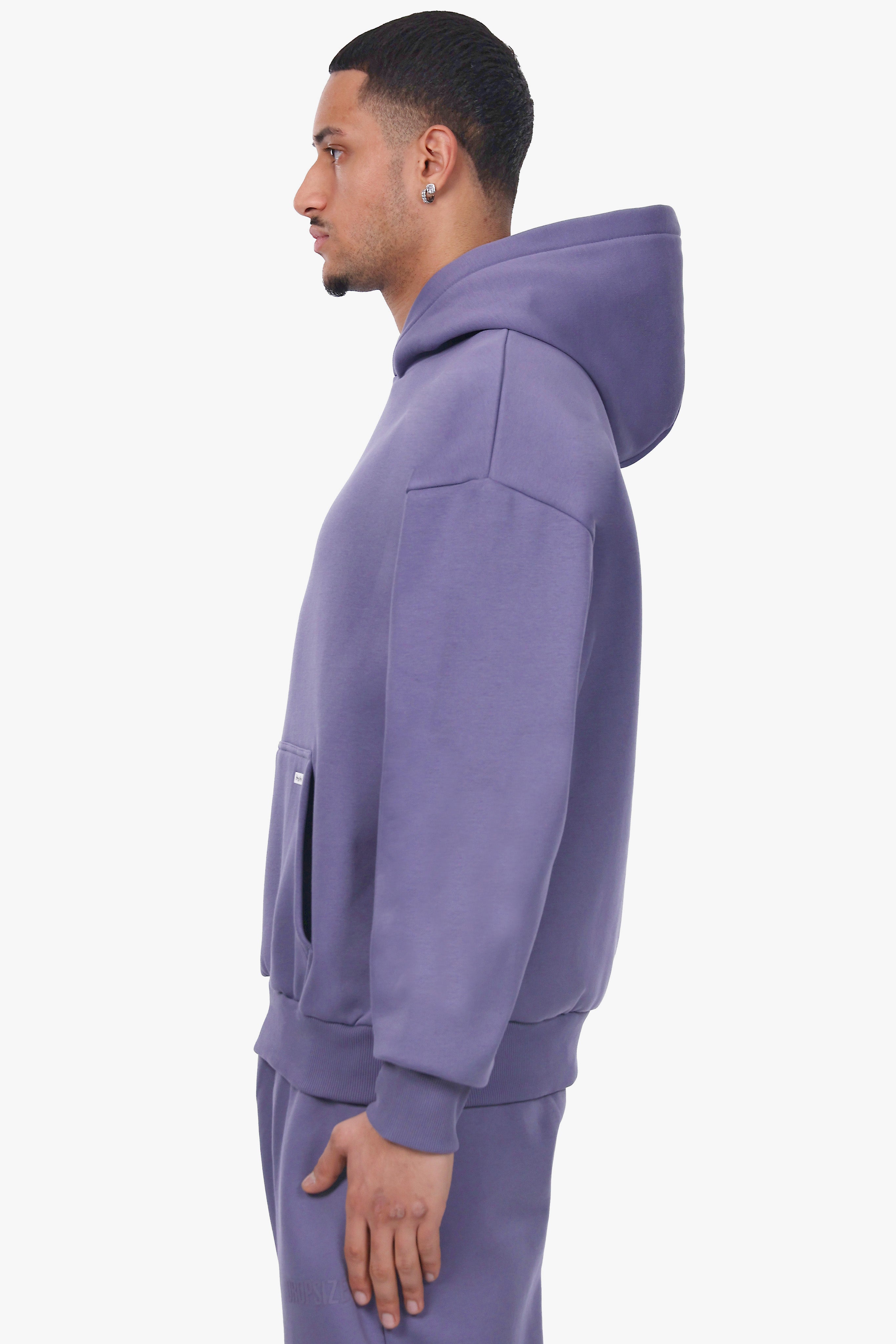 OVERSIZE METAL PATCH HOODIE BLUE GRANITE