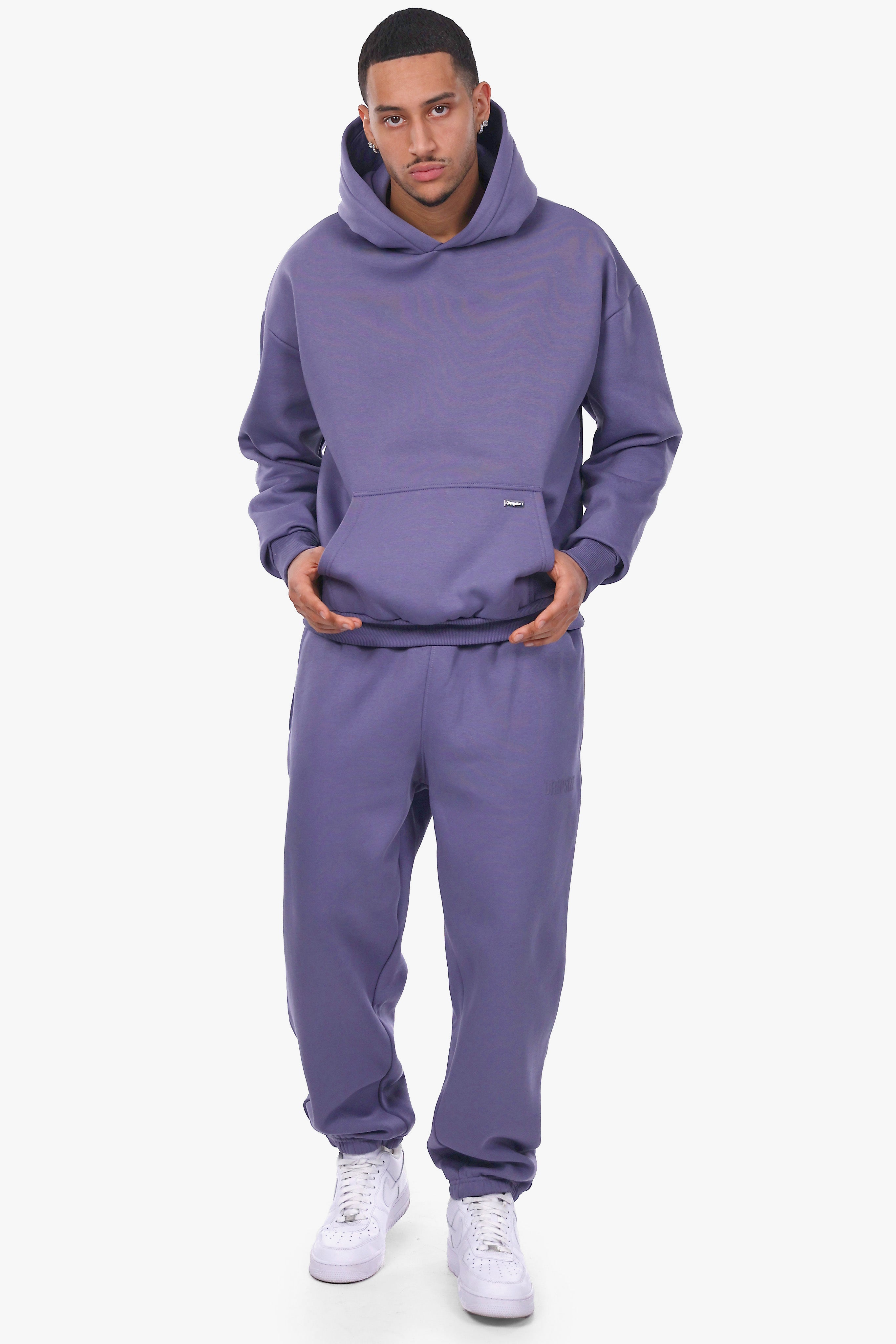 OVERSIZE METAL PATCH HOODIE BLUE GRANITE