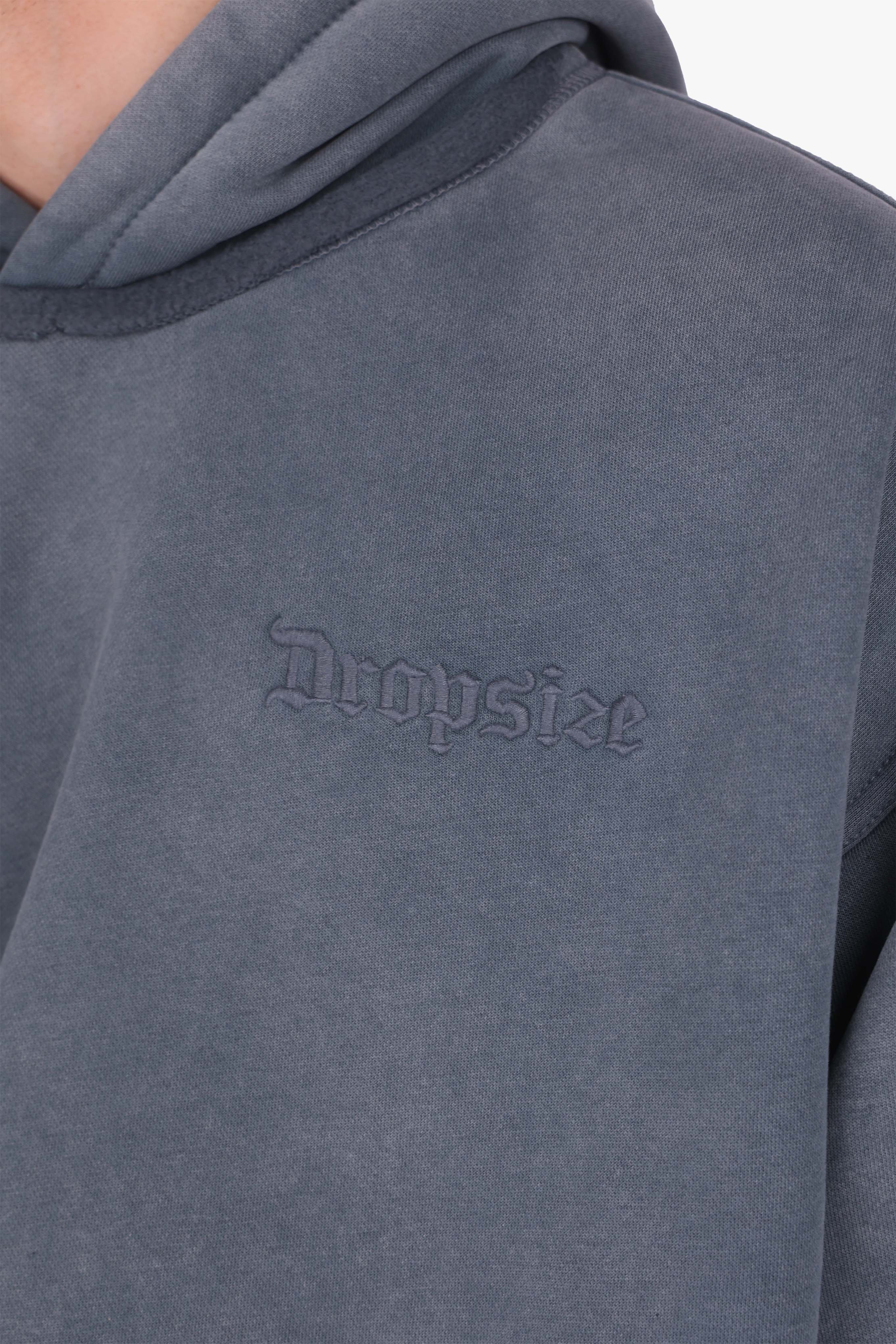 HEAVY OVERSIZE DOUBLE ARM HOODIE ACID WASHED GREY
