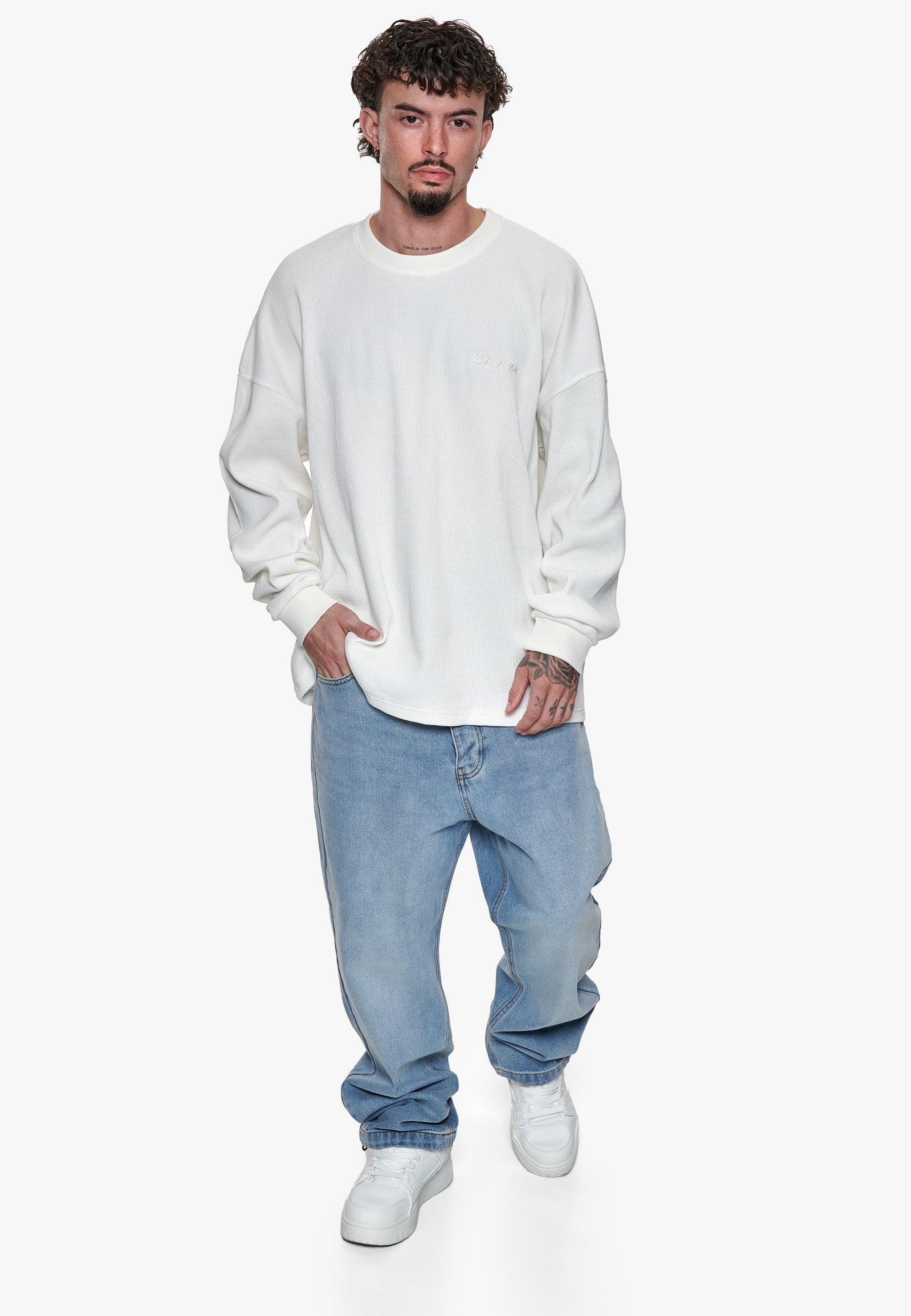 WAFFLE LONGSLEEVE CREAM WHITE