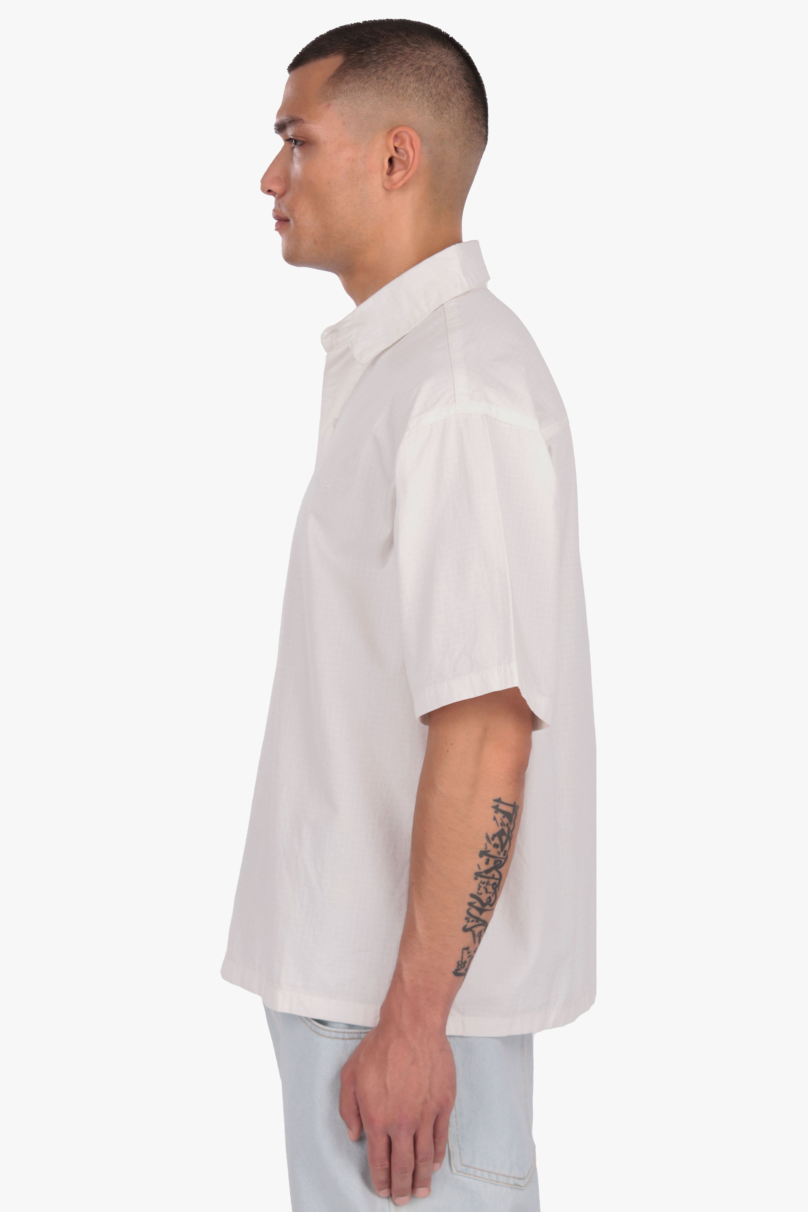 OVERSIZED SHORT SLEEVE SHIRT CREAM WHITE