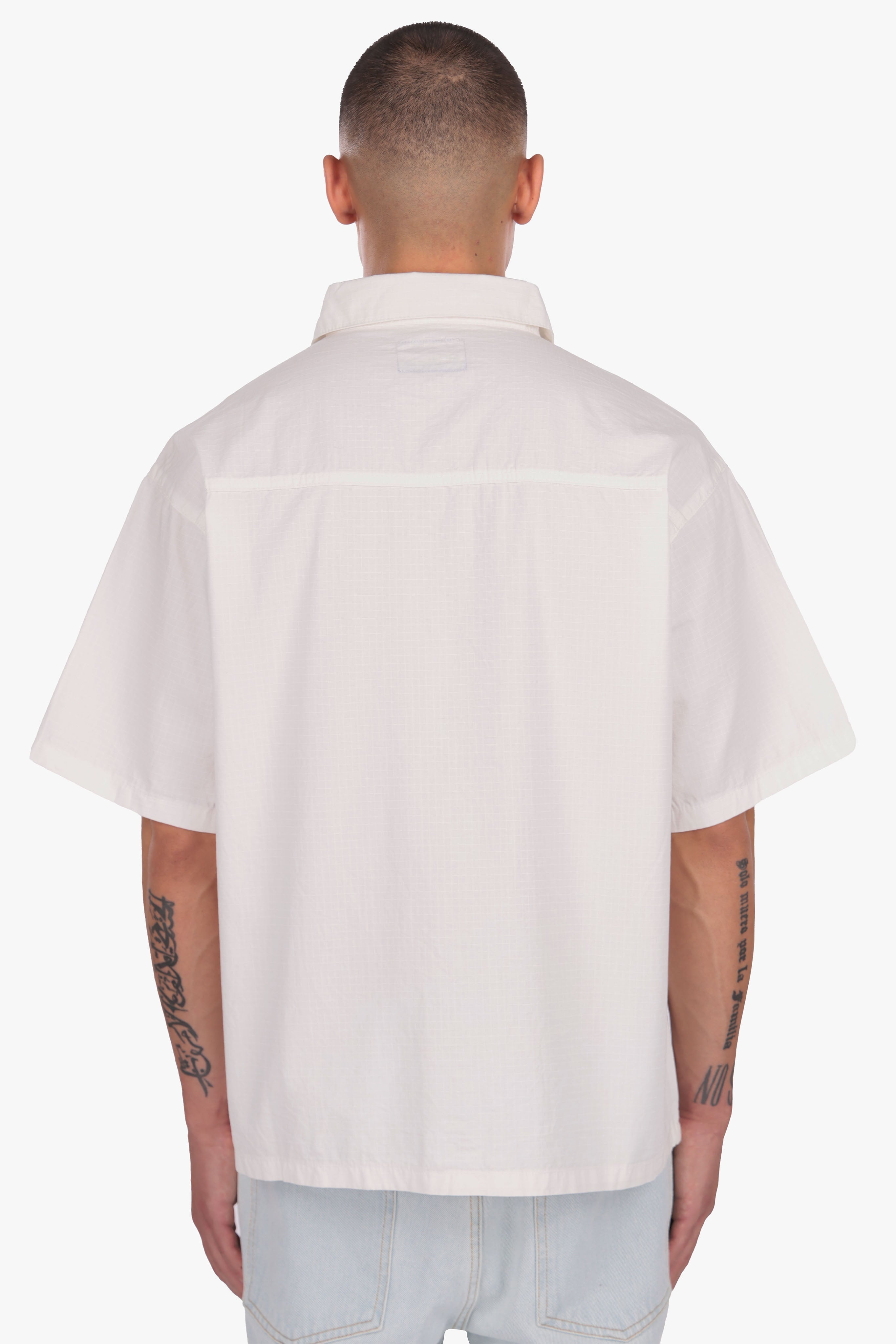 OVERSIZED SHORT SLEEVE SHIRT CREAM WHITE