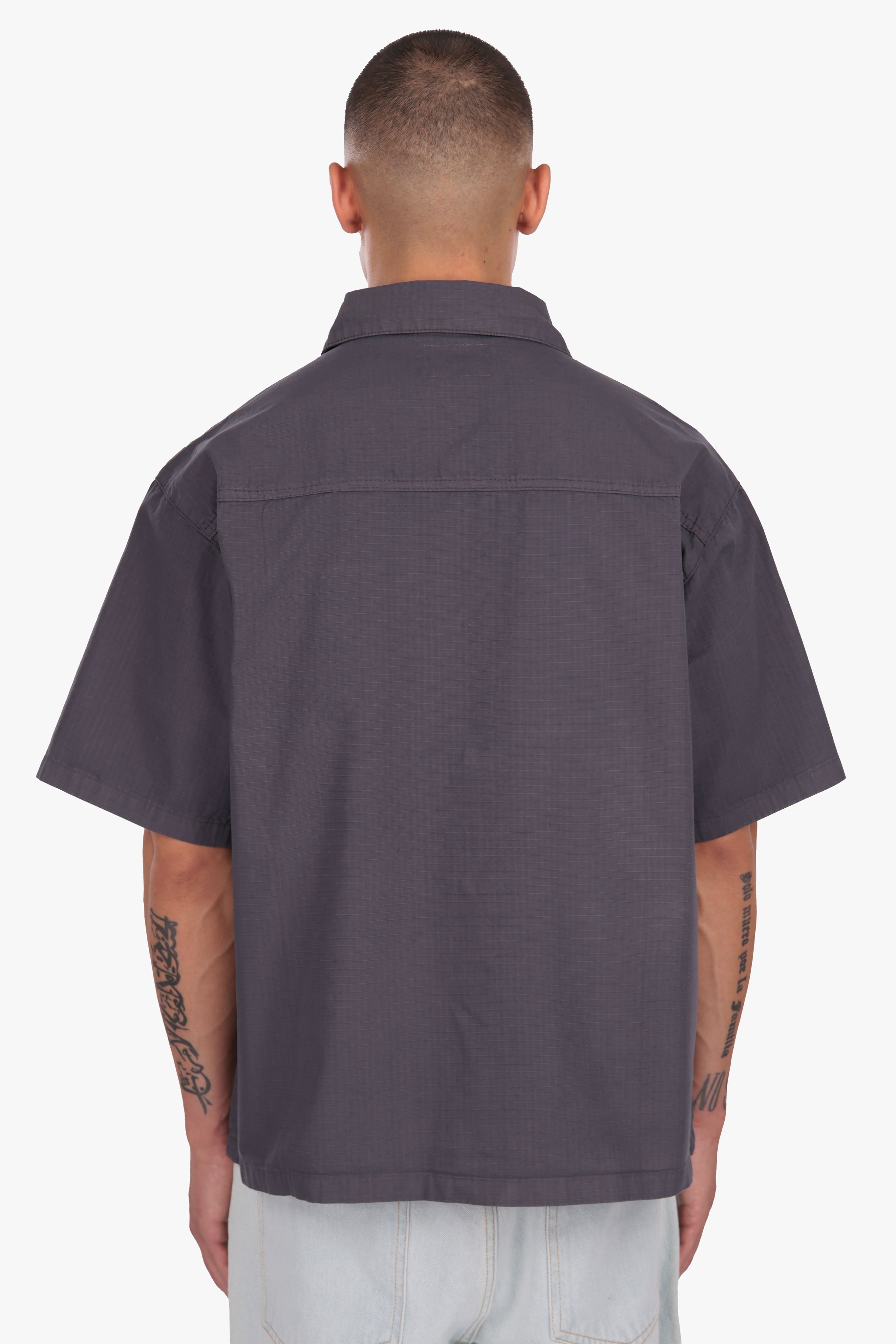 OVERSIZED SHORT SLEEVE SHIRT STEEL GREY