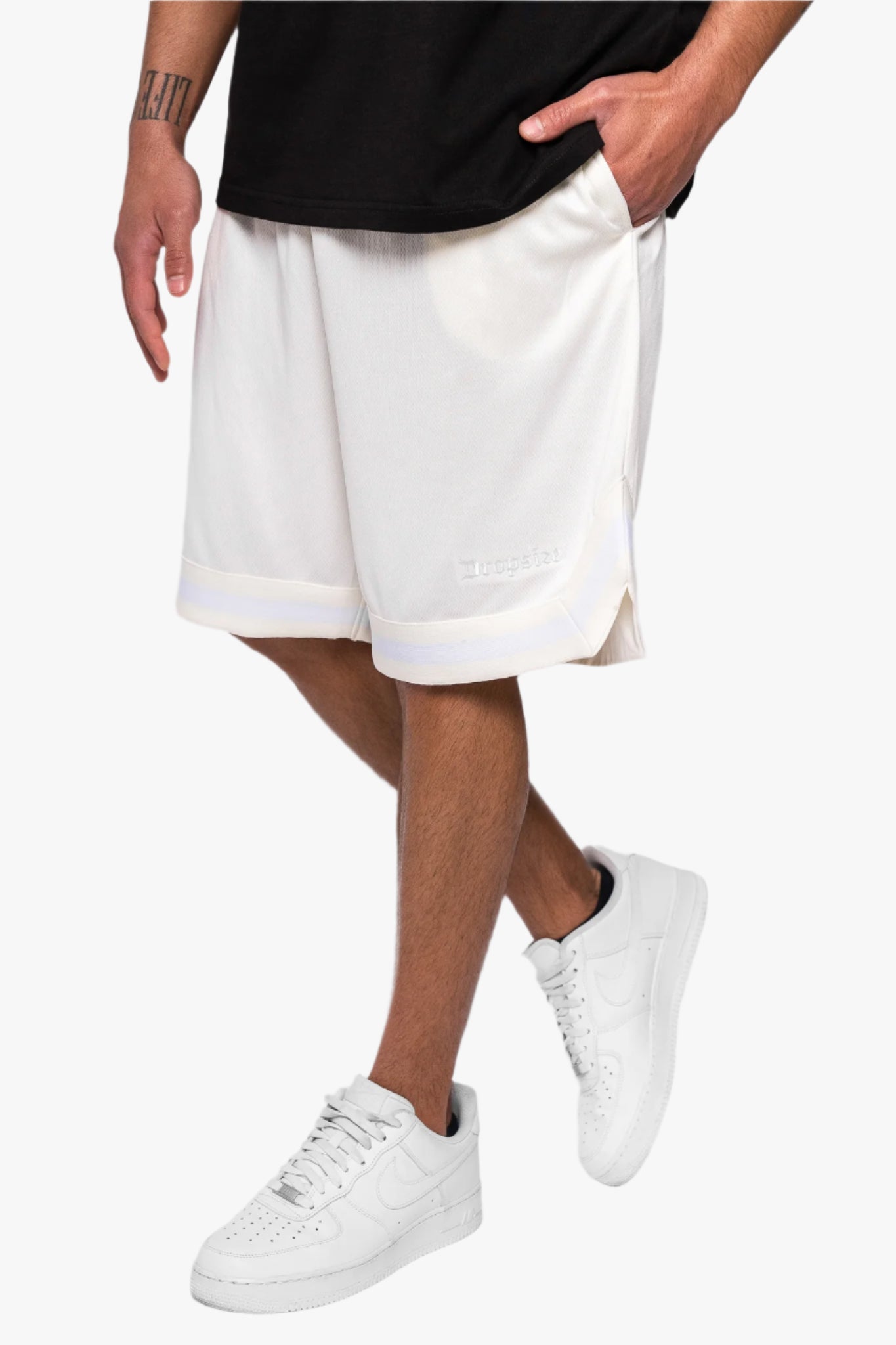 LOGO MESH SHORT CREAM