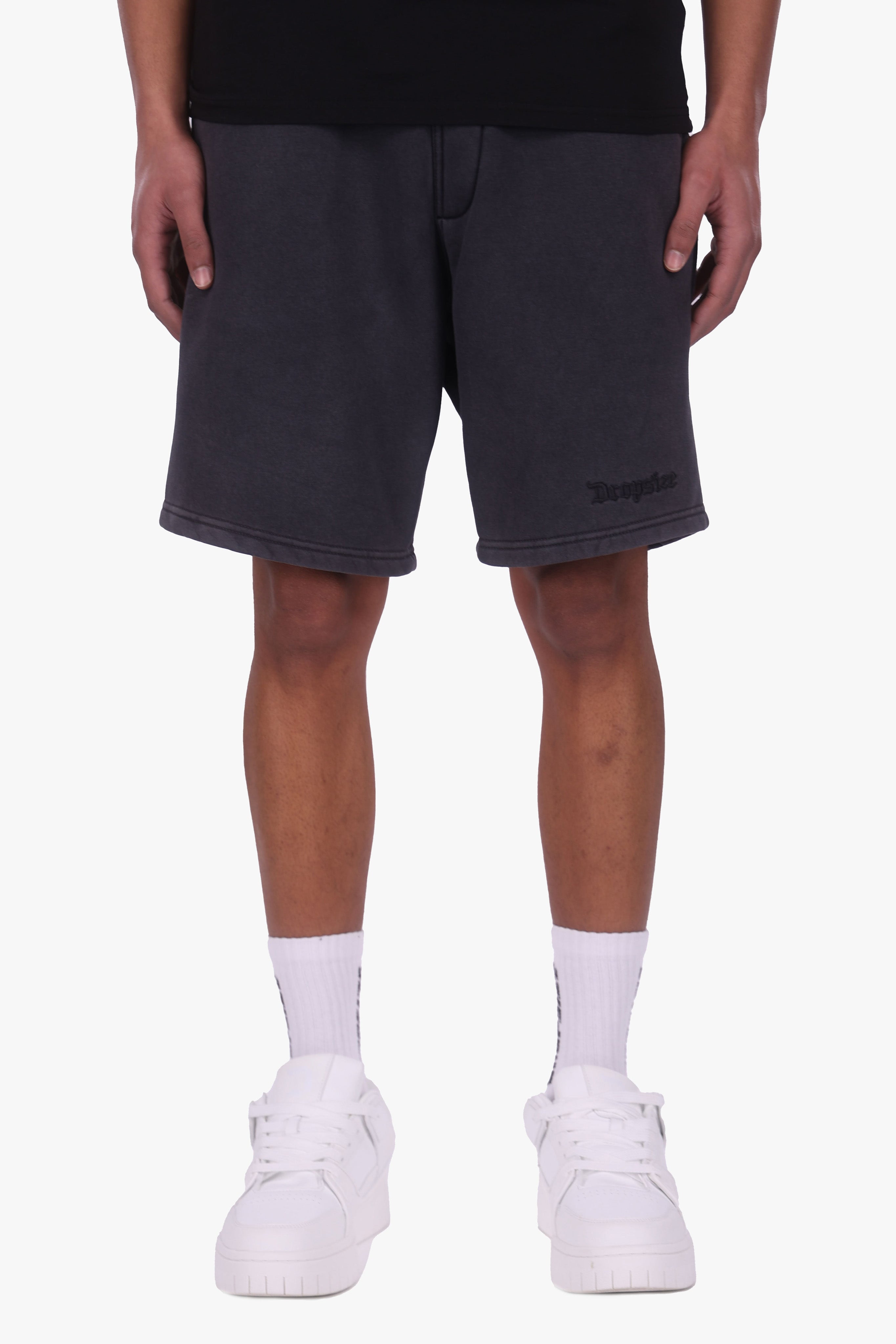 SWEATSHORT ACID WASHED BLACK