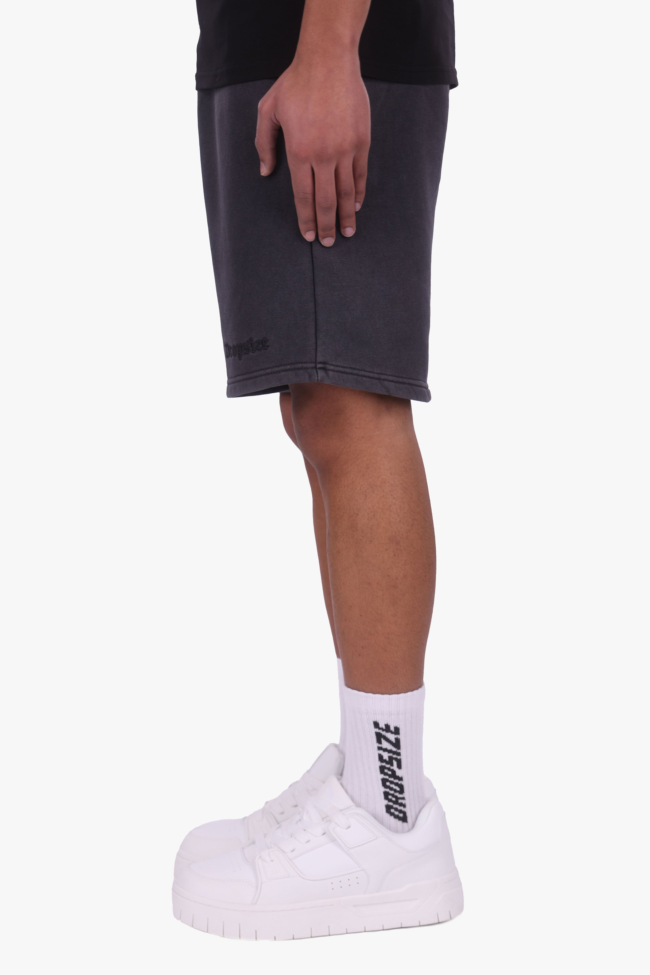 SWEATSHORT ACID WASHED BLACK