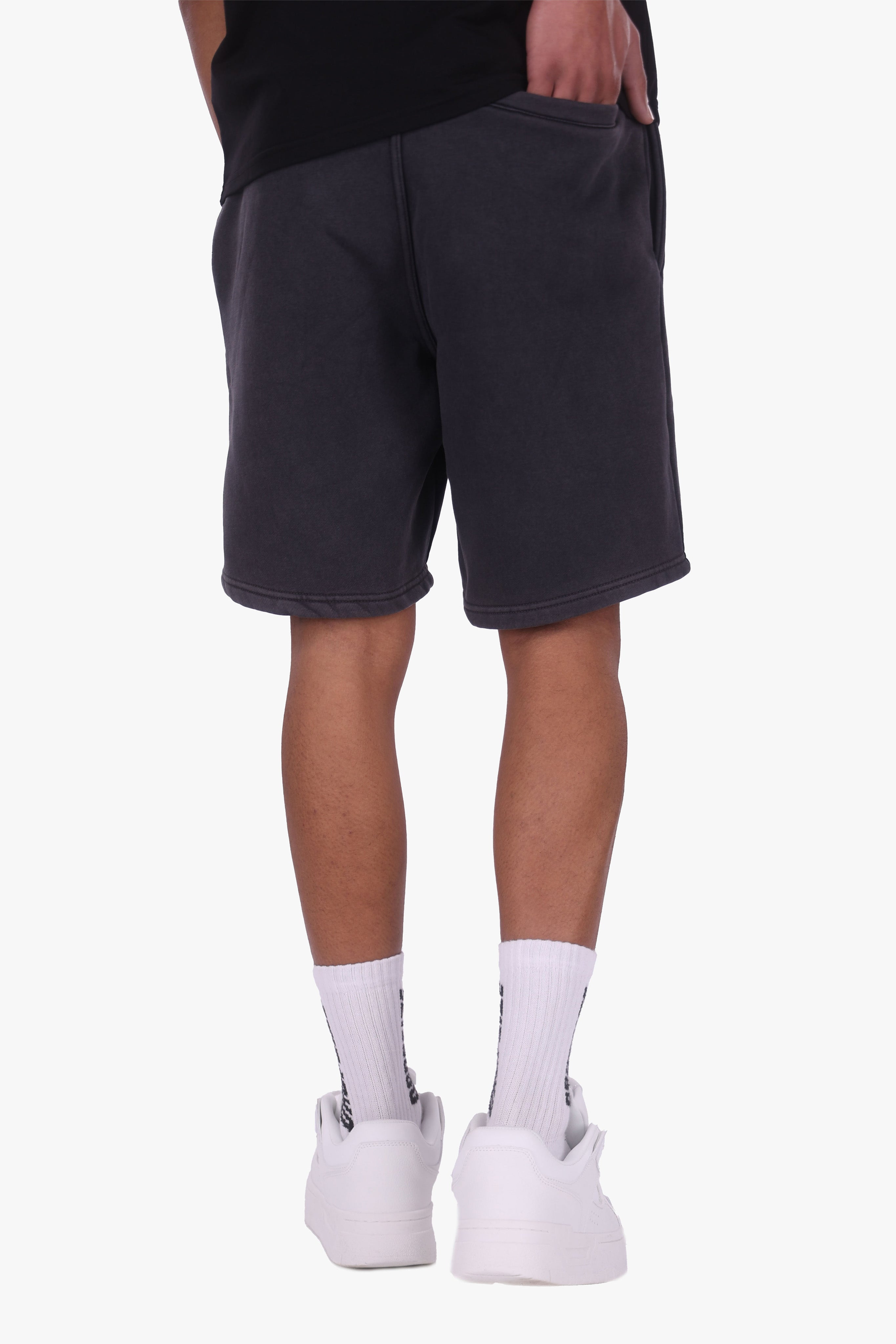 SWEATSHORT ACID WASHED BLACK