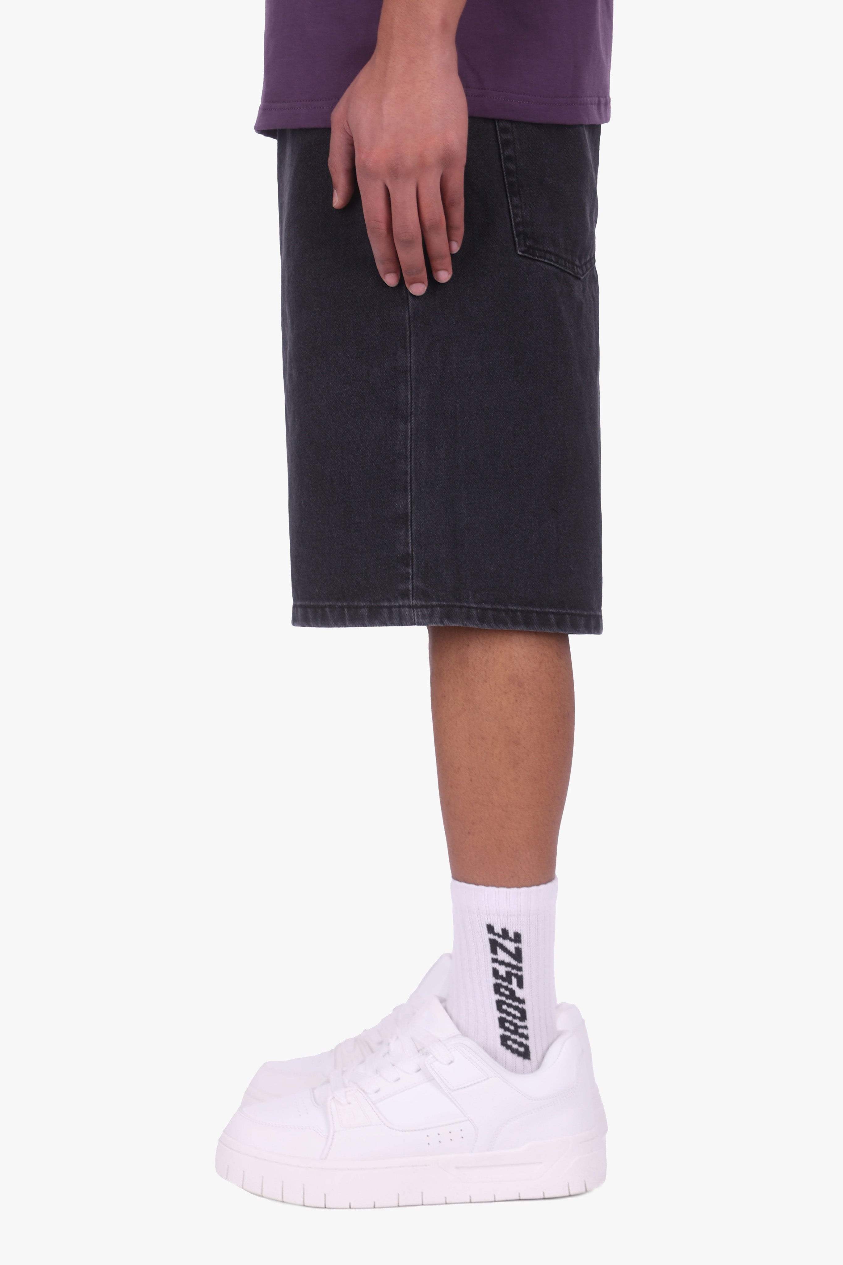 DENIM JORTS ANTHRACITE