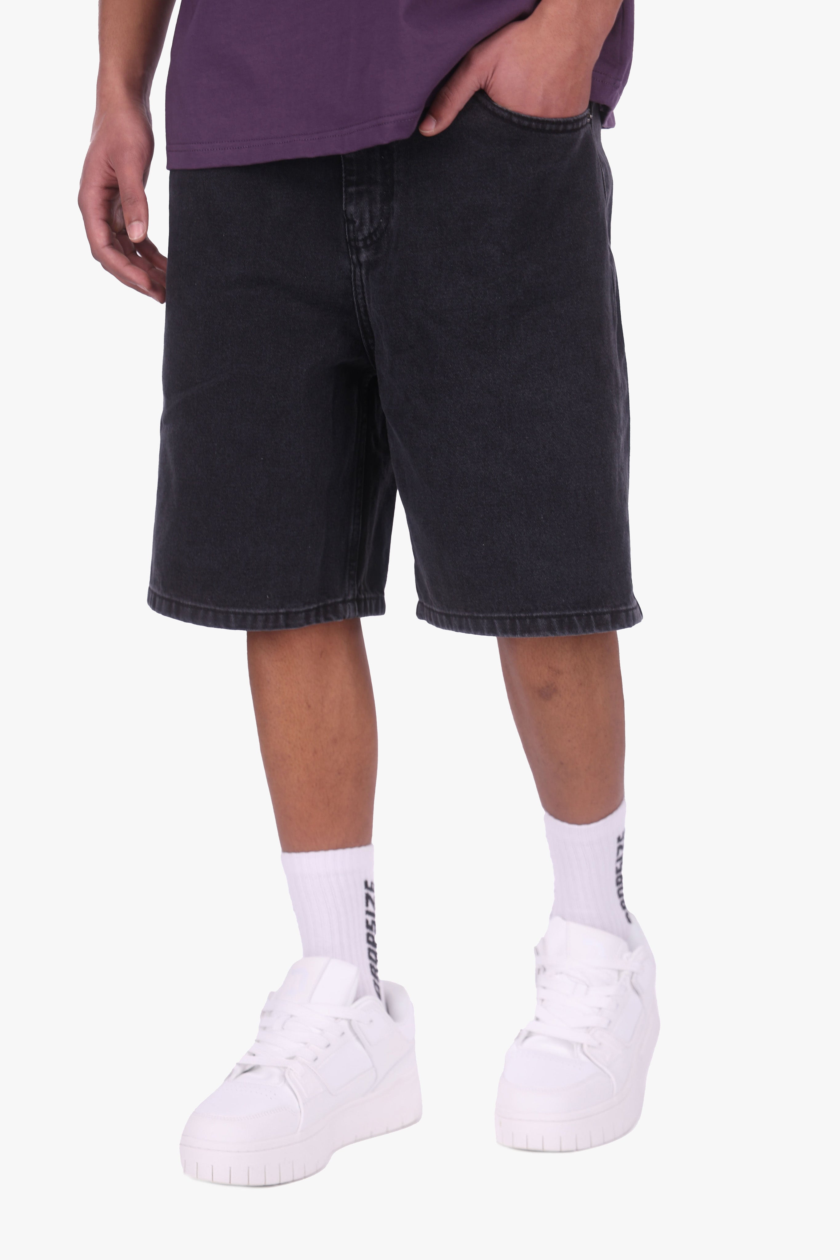 DENIM JORTS ANTHRACITE