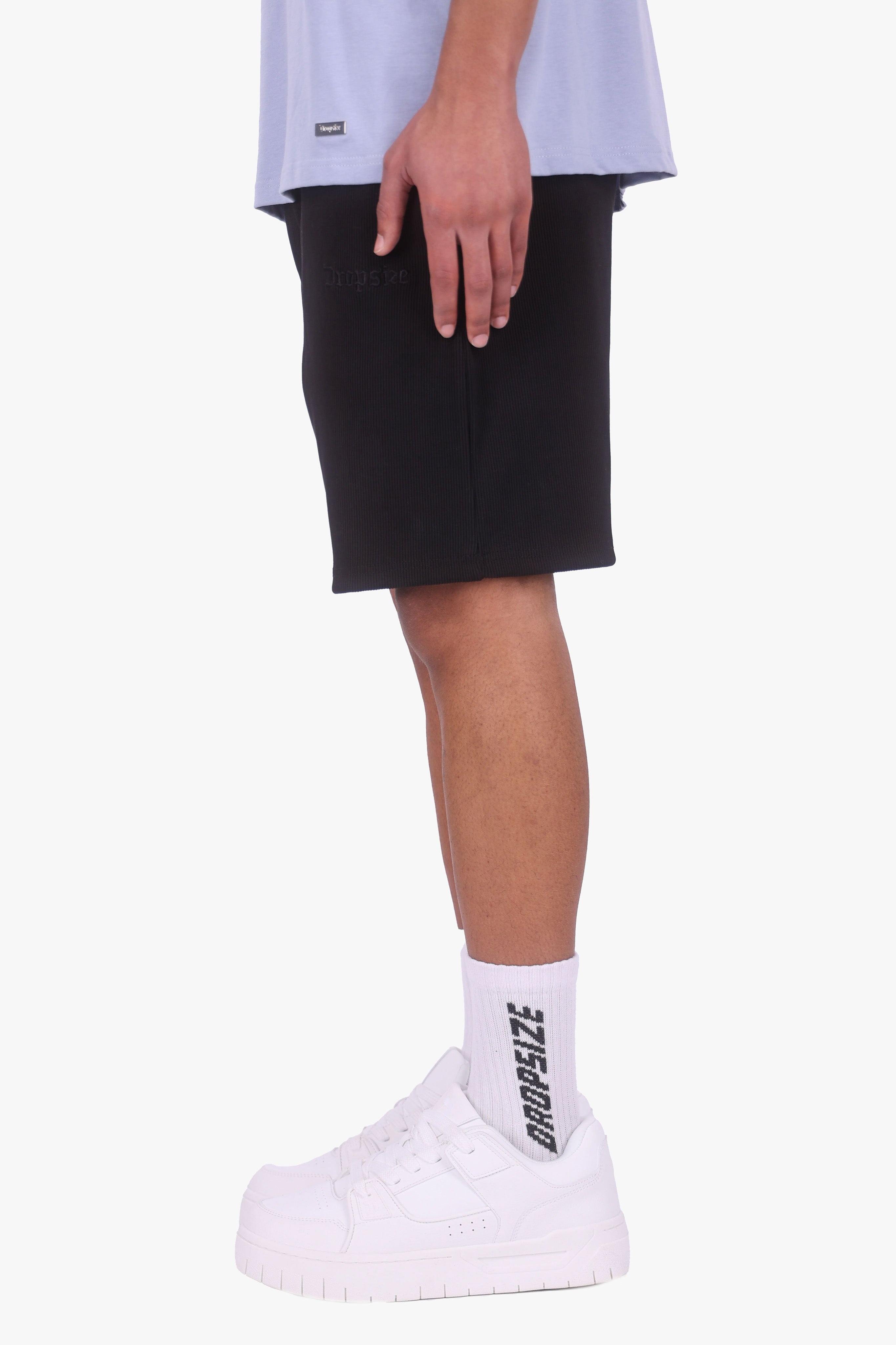 HEAVY OVERSIZE RIB SHORTS BLACK