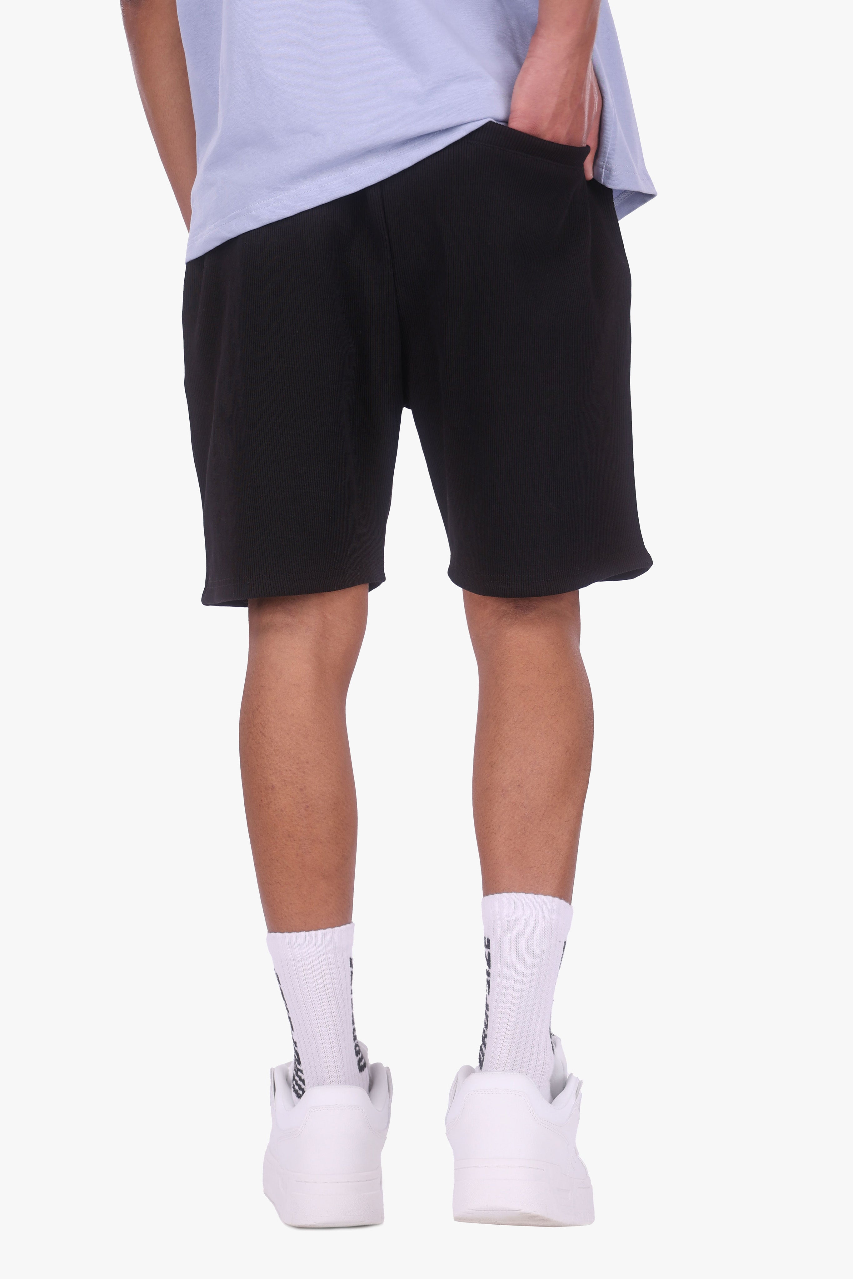HEAVY OVERSIZE RIB SHORTS BLACK