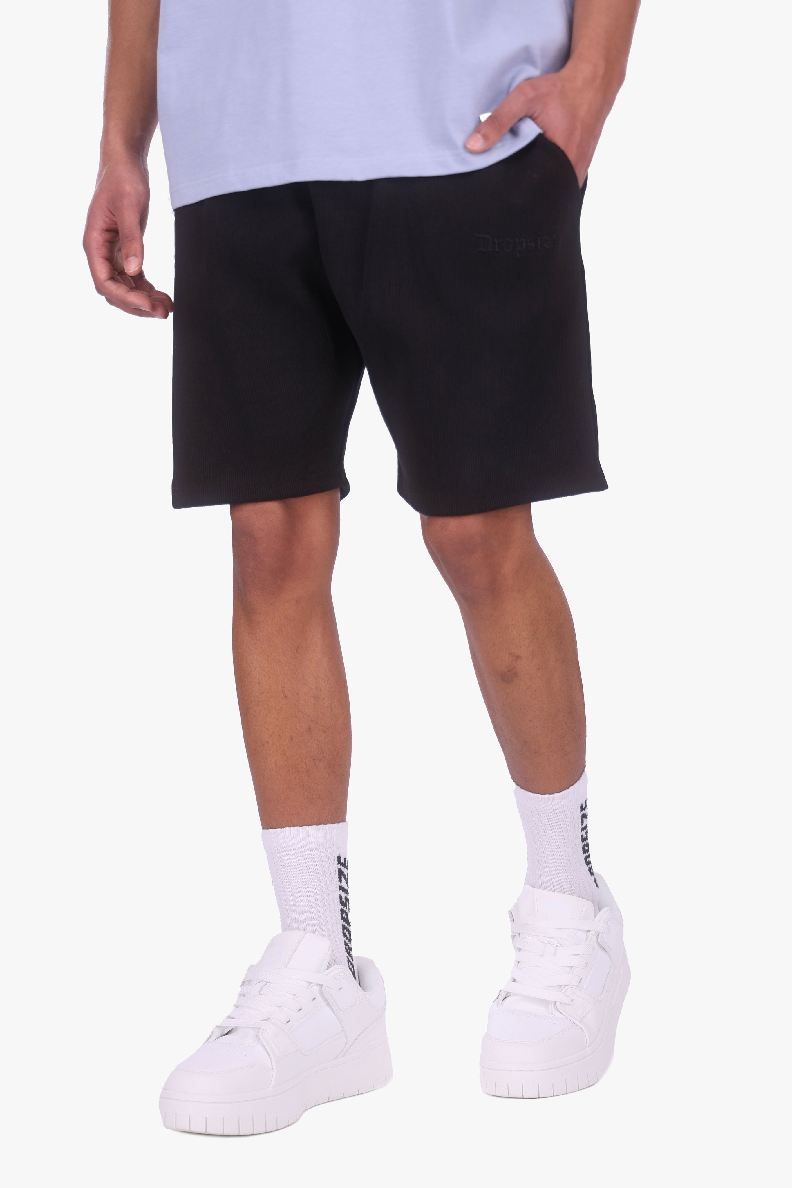 HEAVY OVERSIZE RIB SHORTS BLACK