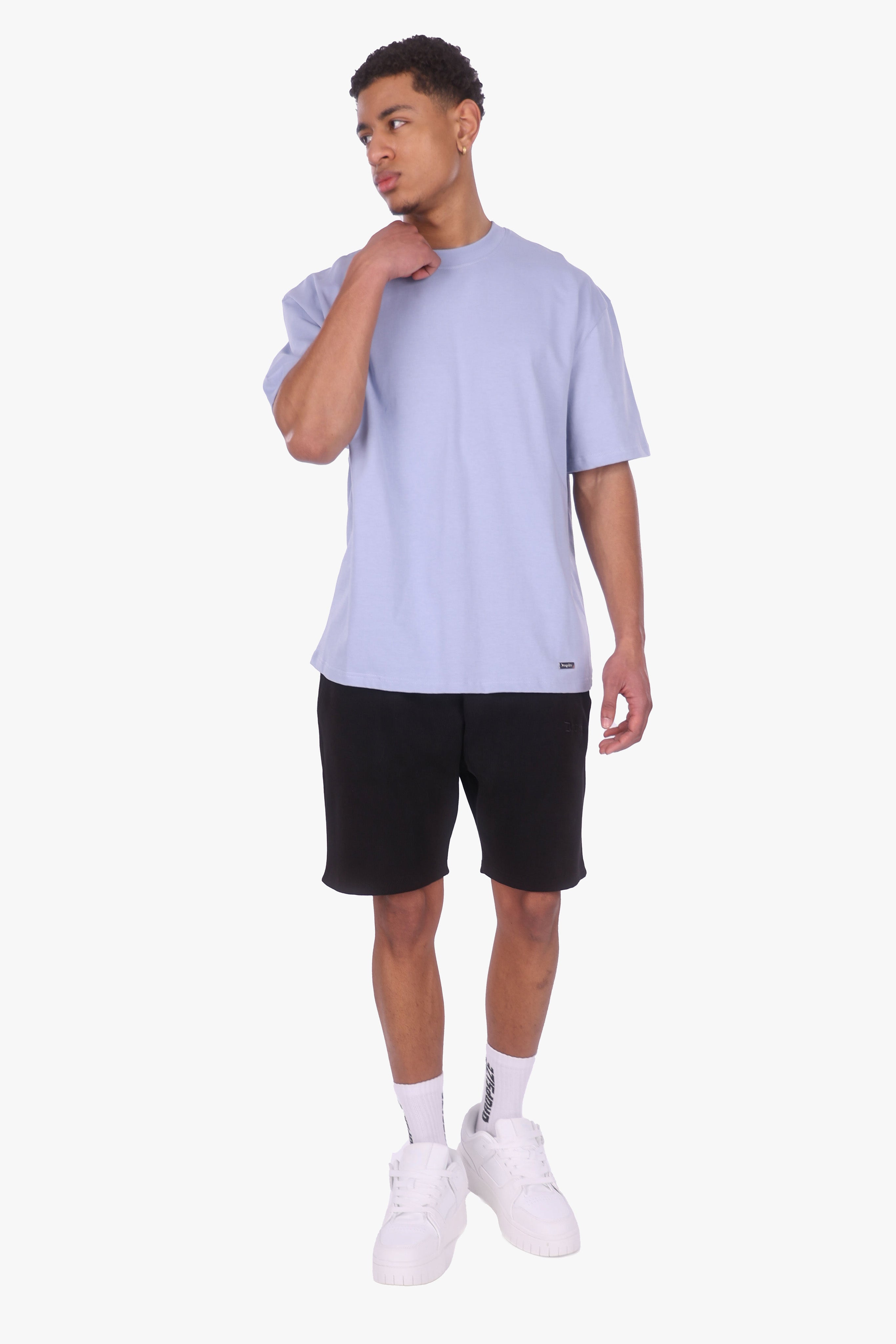 HEAVY OVERSIZE RIB SHORTS BLACK