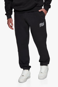 HEAVY  MIRRORED LOGO JOGGER BLACK