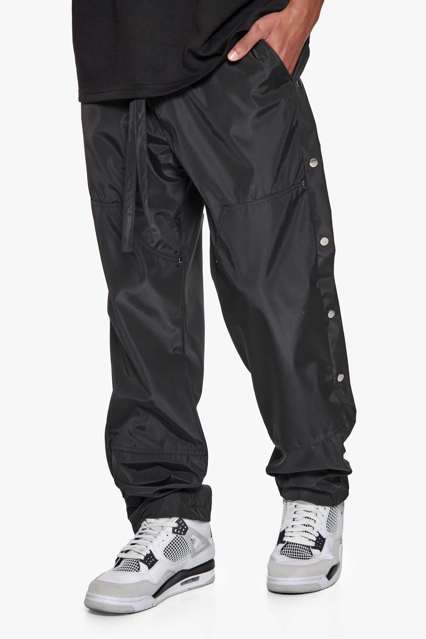 BUTTON TRACK PANTS BLACK