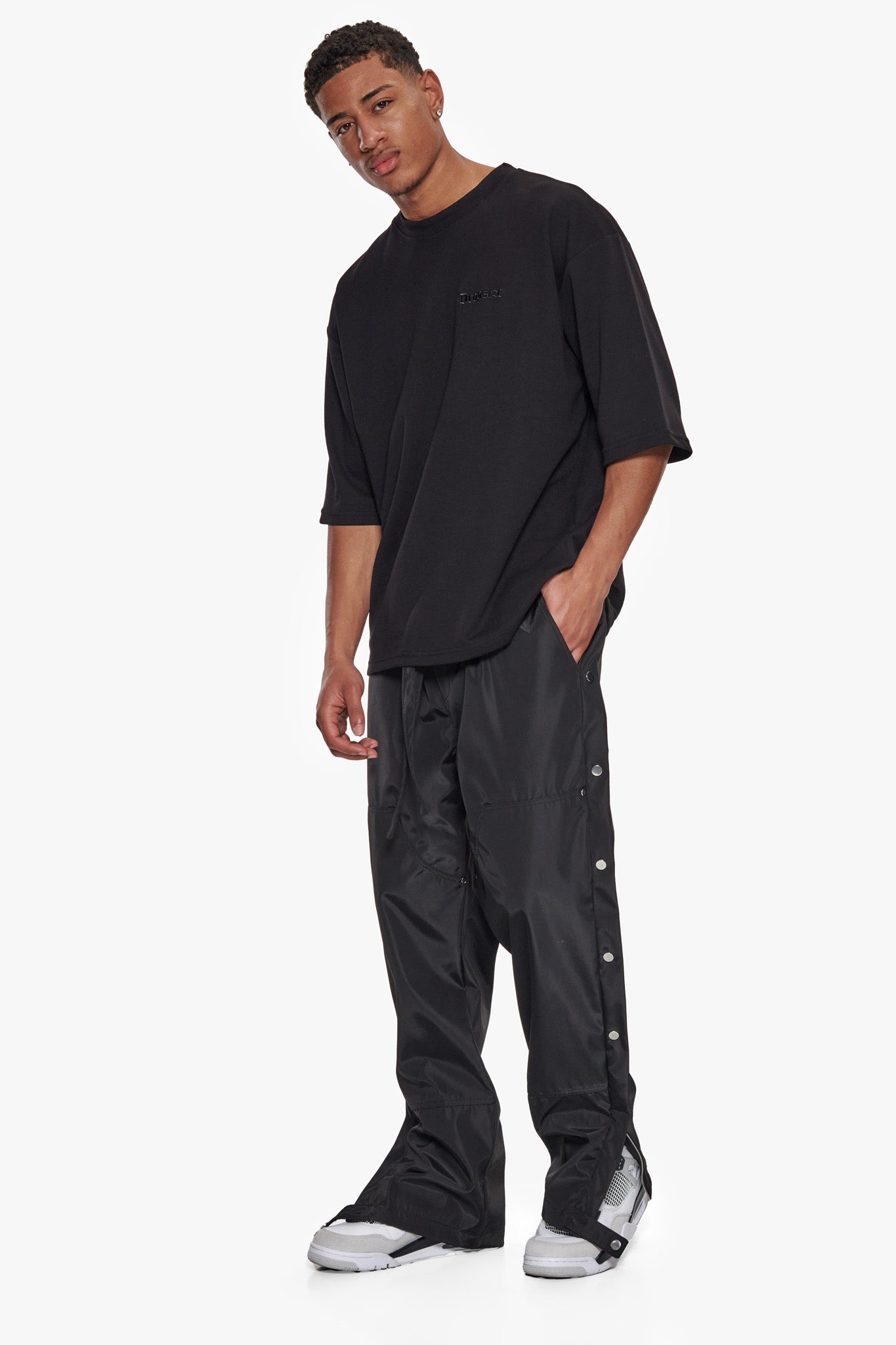 BUTTON TRACK PANTS BLACK