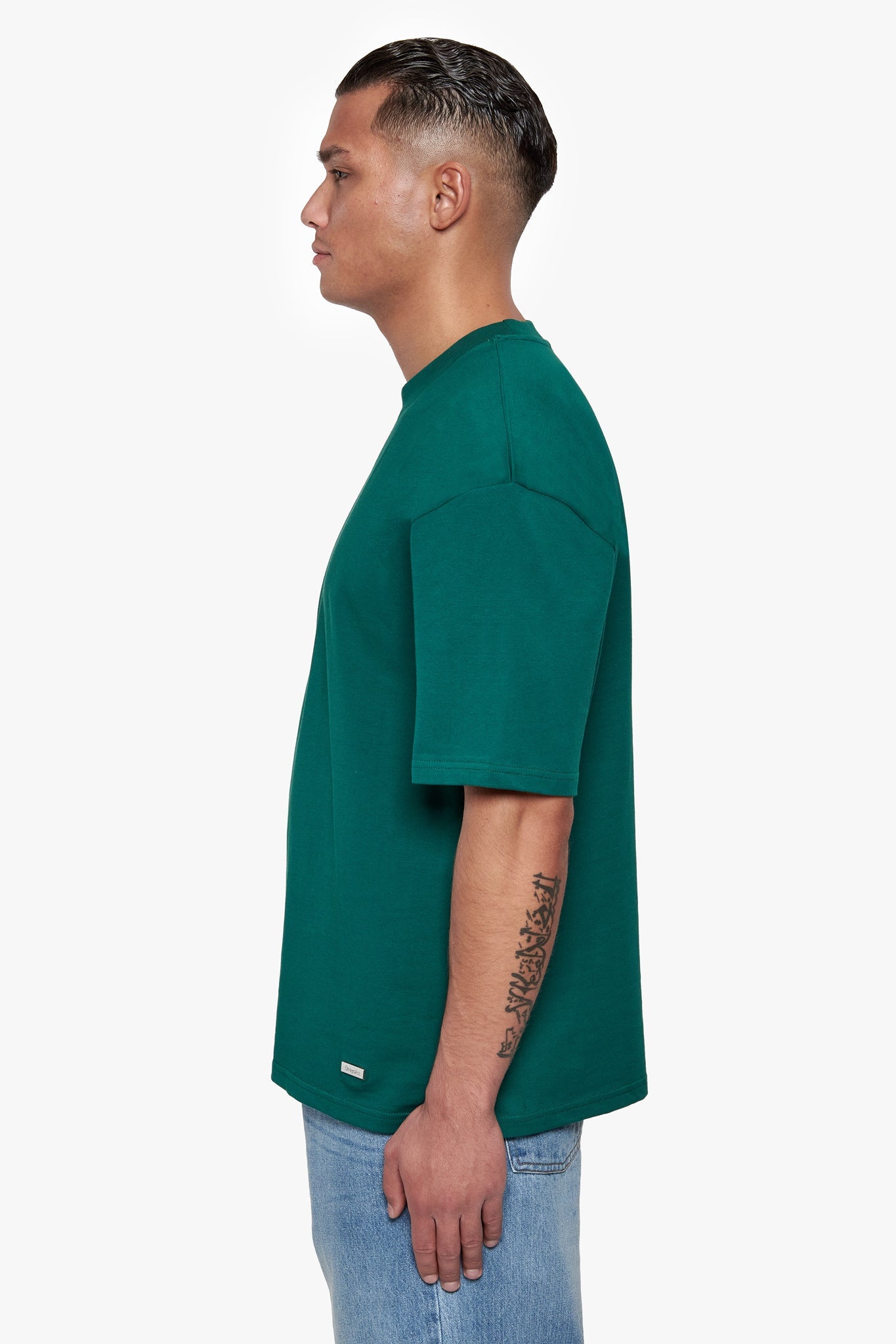 HEAVY OVERSIZE METAL PATCH BASIC T-SHIRT GREEN