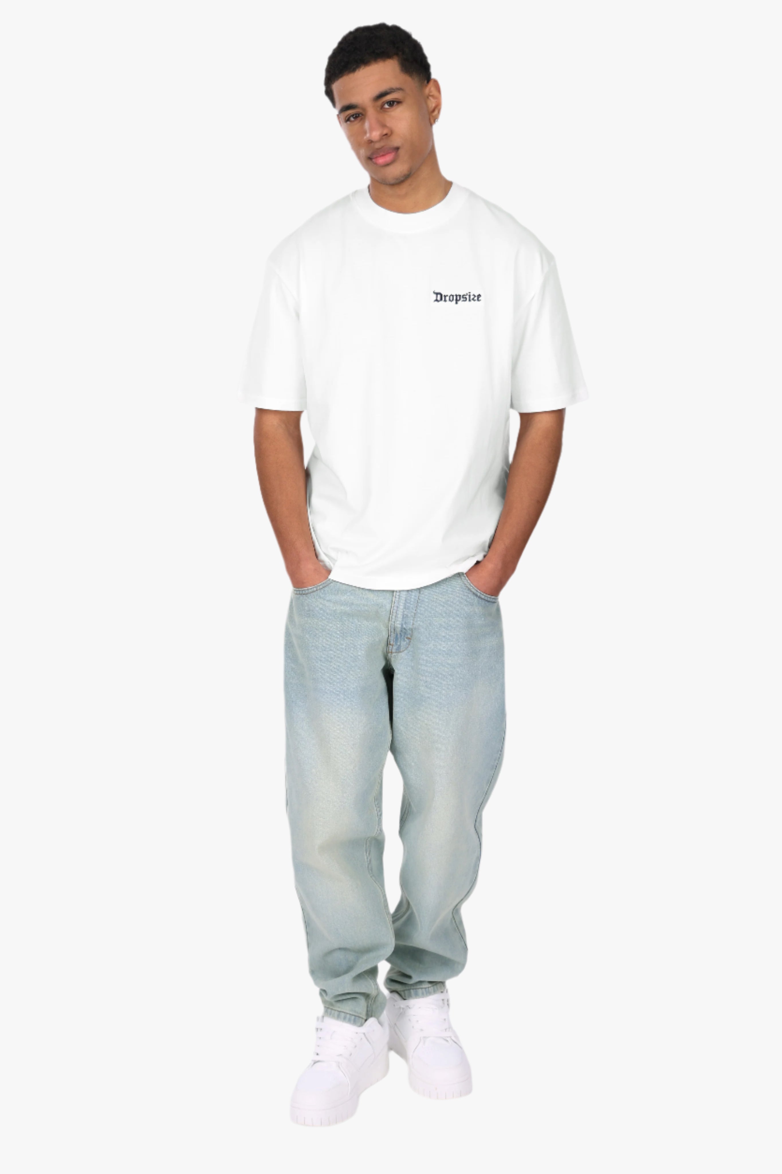 HEAVY V2 EMBO T-SHIRT CREAM WHITE