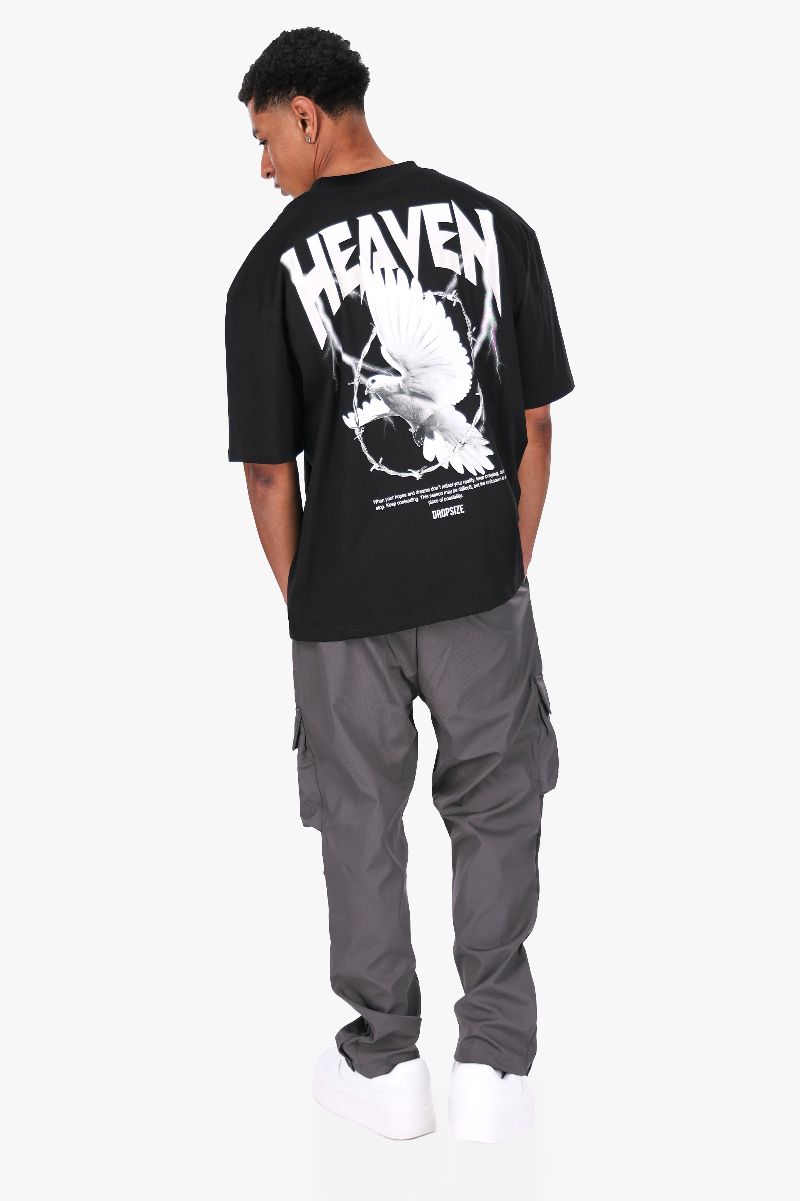 HEAVY OVERSIZED HEAVEN DOVE T-SHIRT BLACK