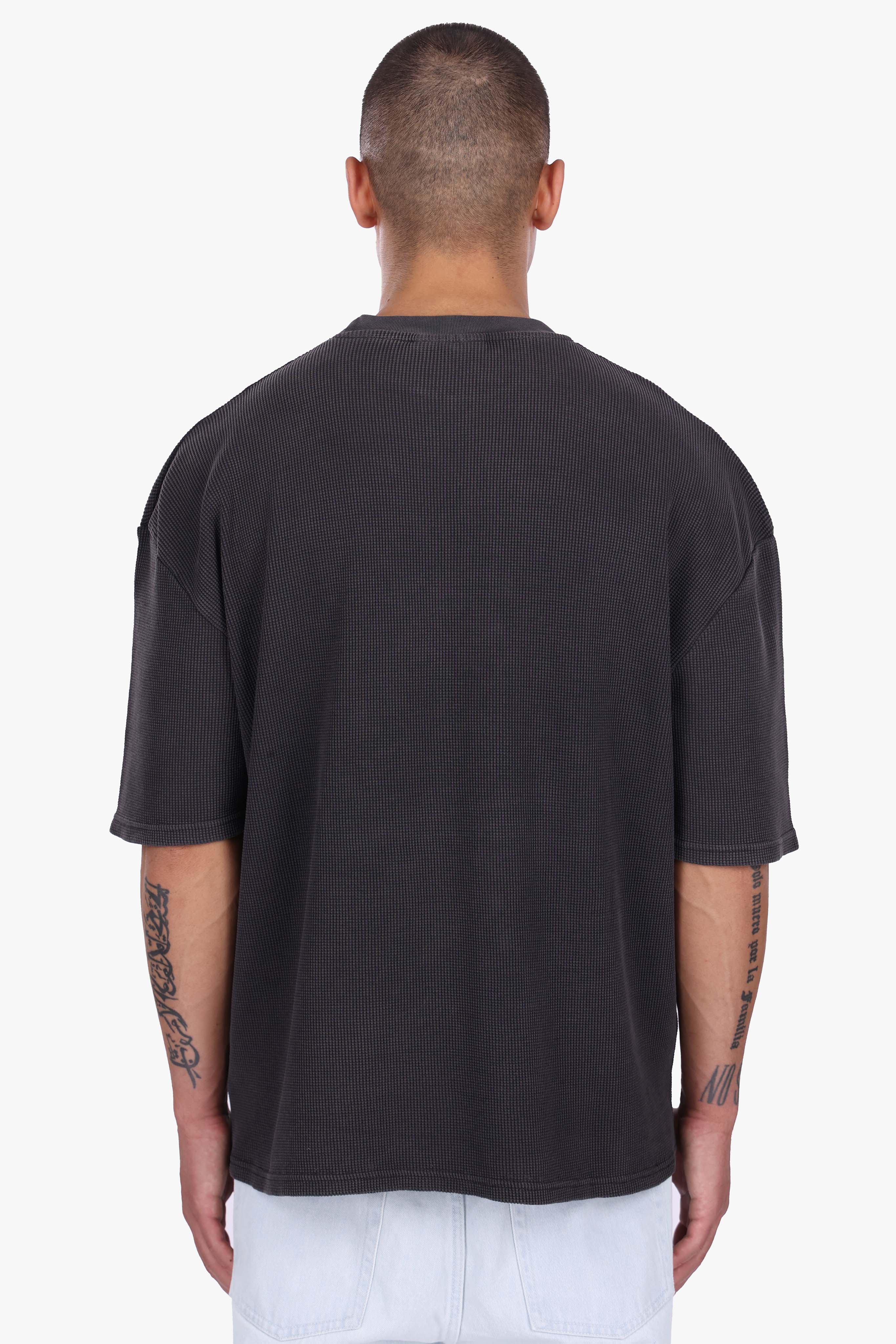OVERSIZE WAFFLE SHIRT ACID WASHED BLACK